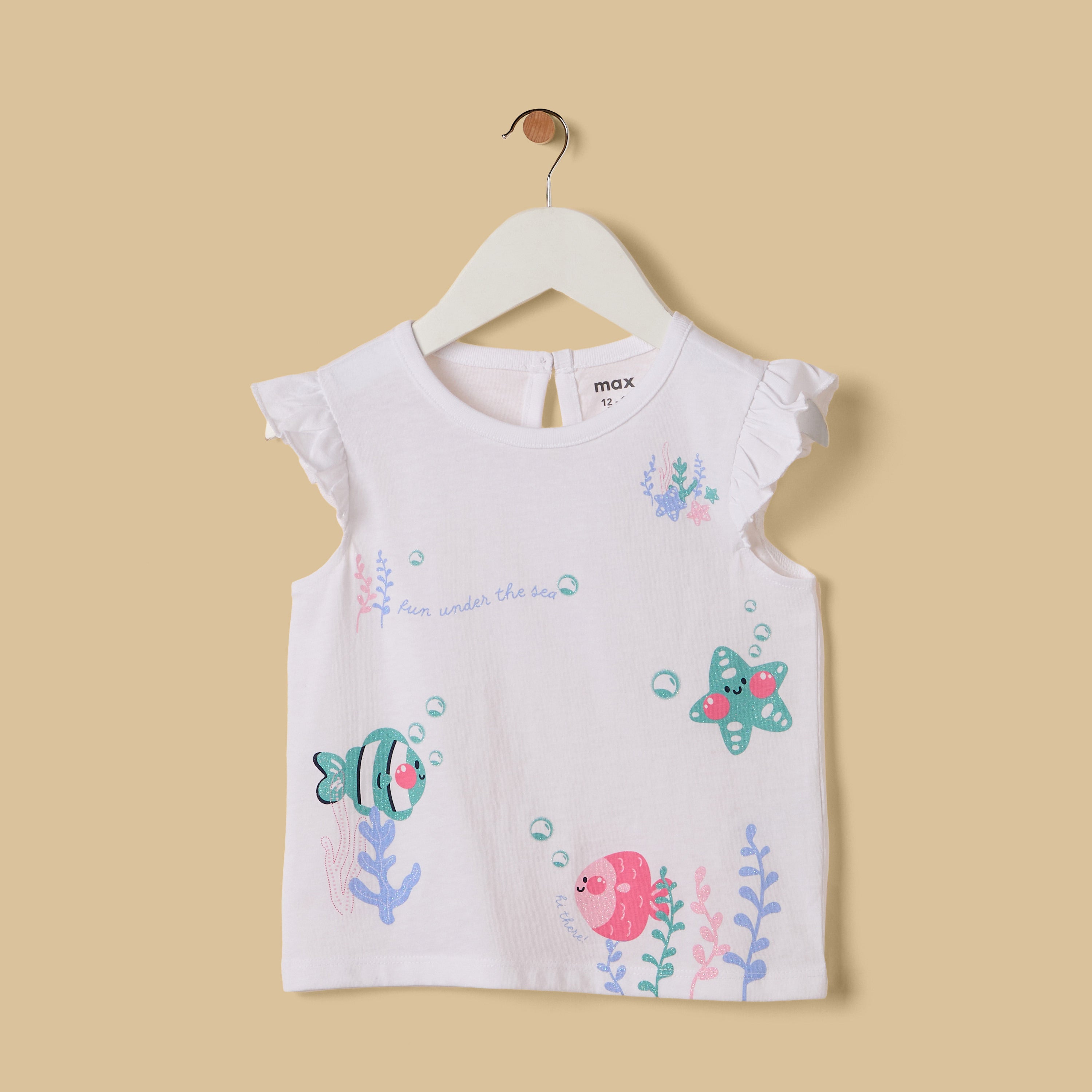 Underwater Print Sleeveless Top - White / 12-18 mths