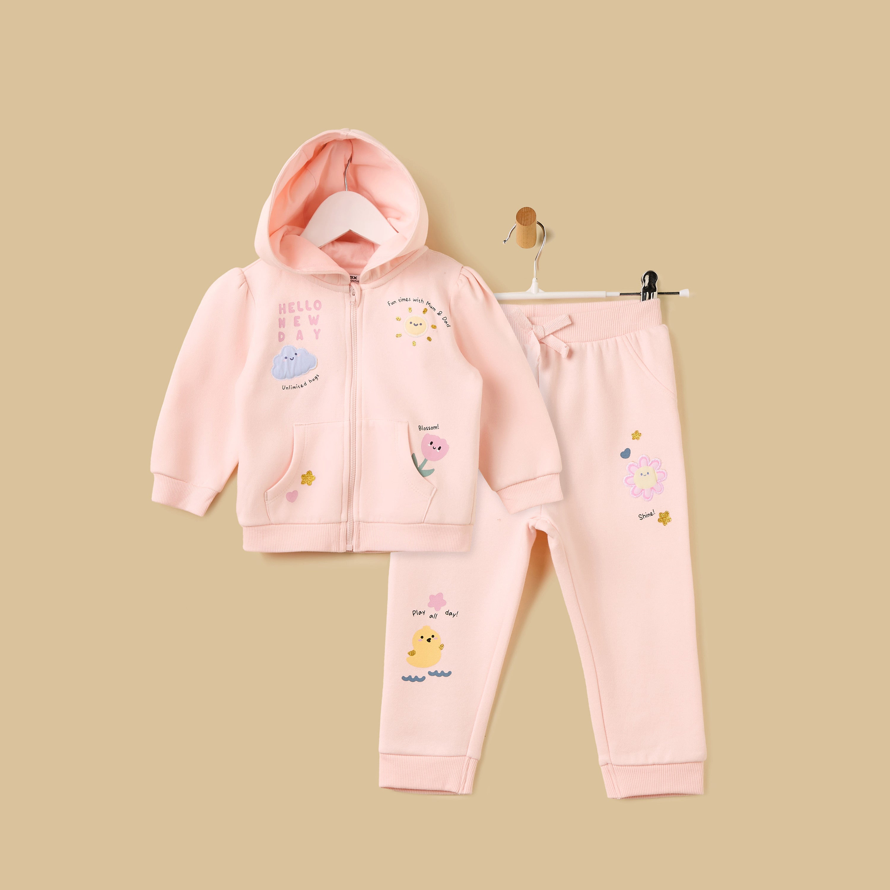 Printed Zip Through Hoodie and Joggers Set