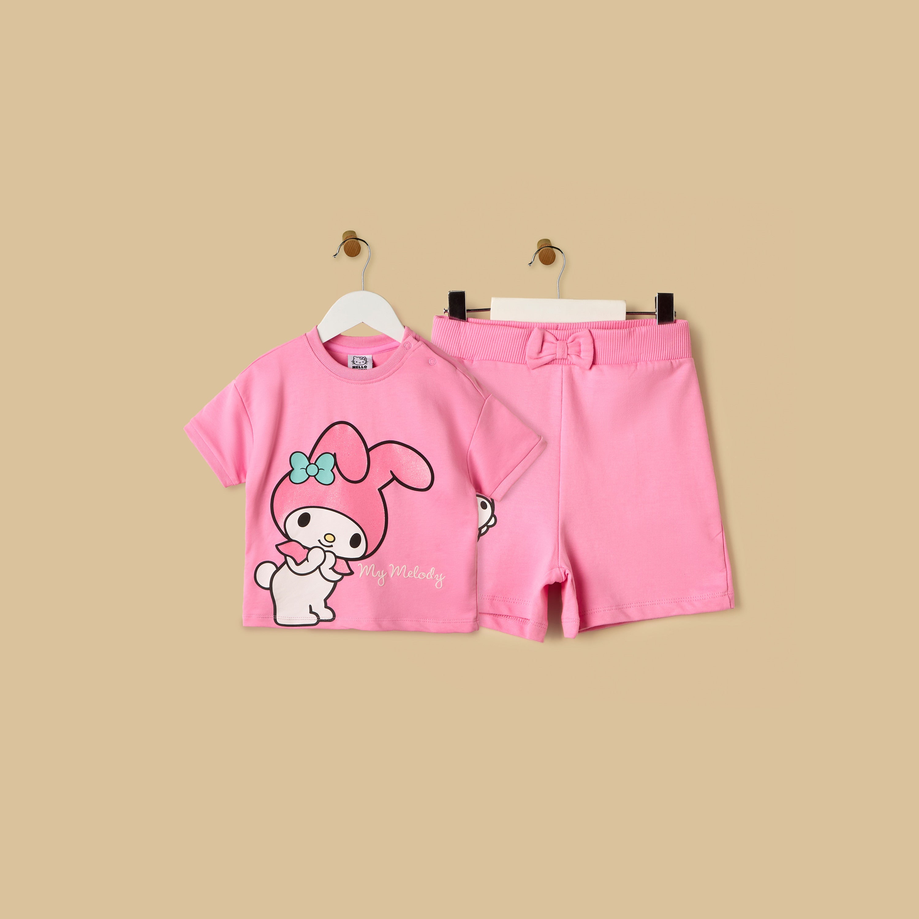 My Melody Print Cotton T-shirt and Shorts Set
