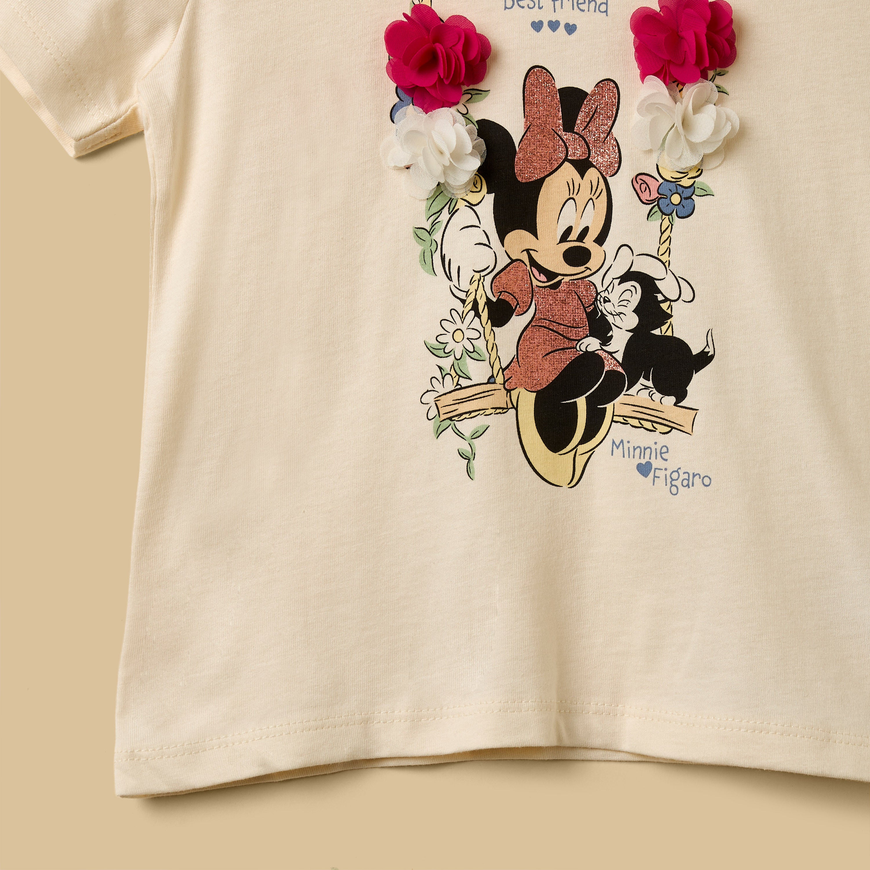 Minnie Mouse Print T-shirt and Short Leggings Set