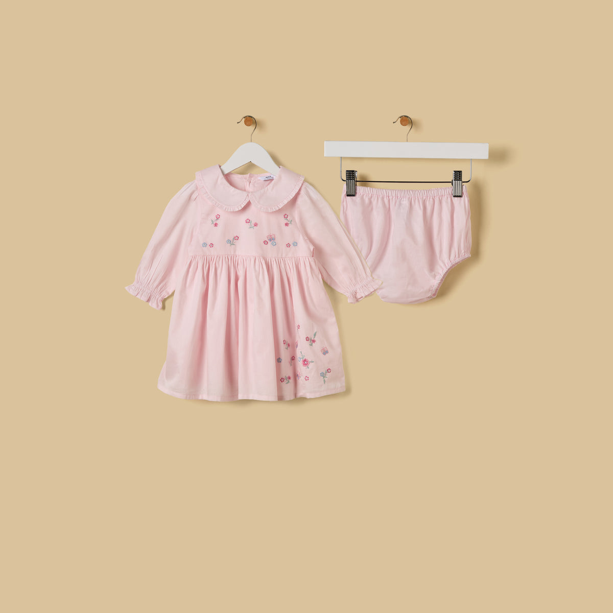 Embroidered Cotton Dress with Bloomers