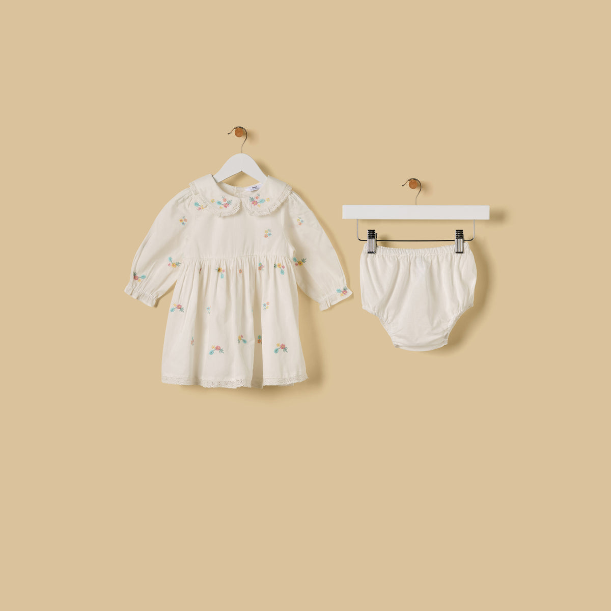 Embroidered Cotton Dress with Bloomers
