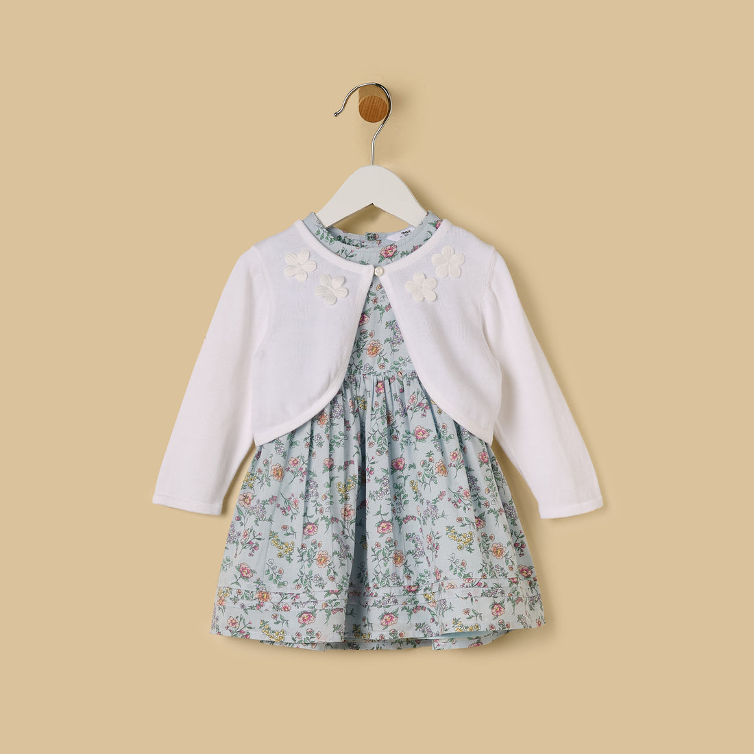 Floral Print Dress with Shrug - Blue / 12-18 mths
