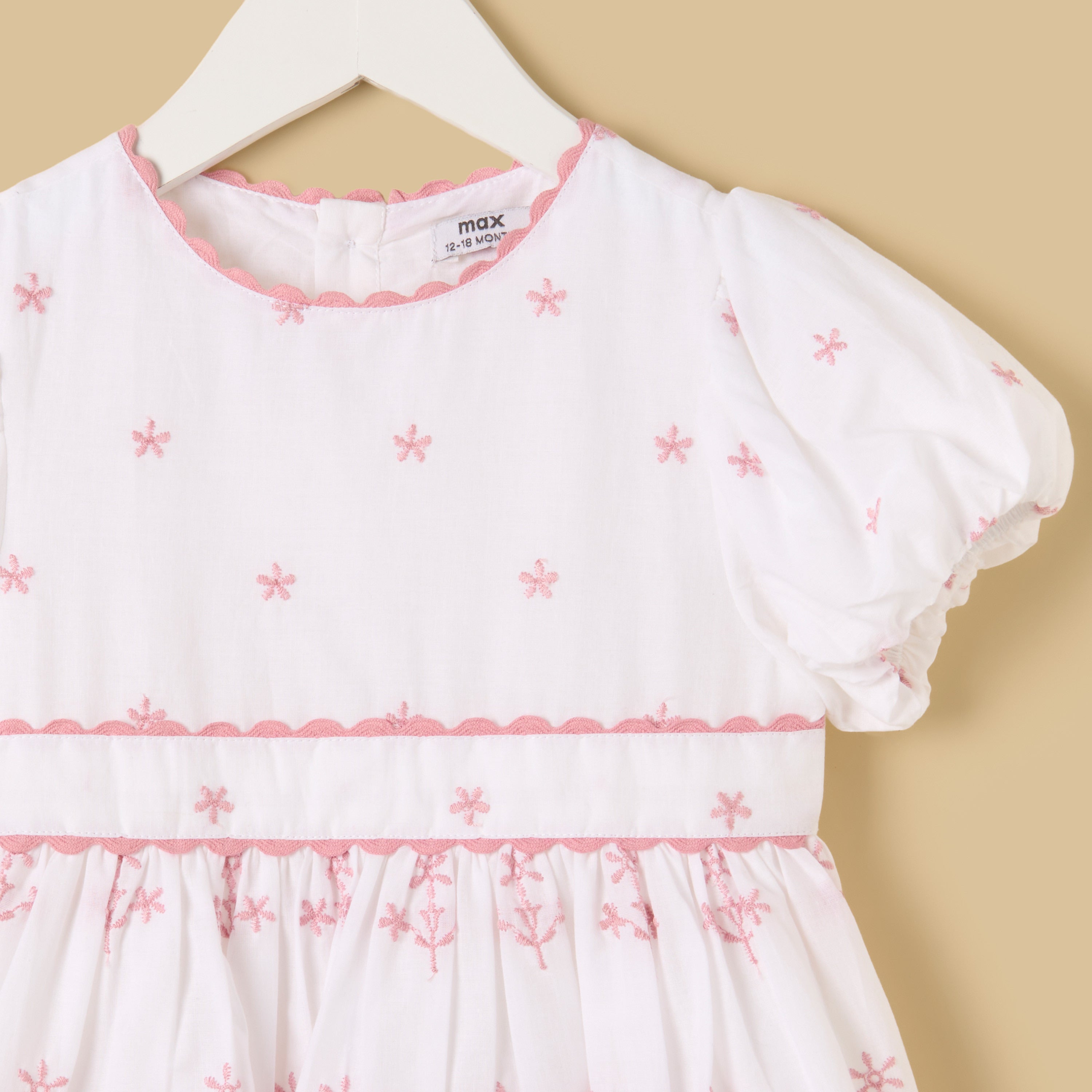 Embroidered Balloon Sleeve Dress with Bloomers
