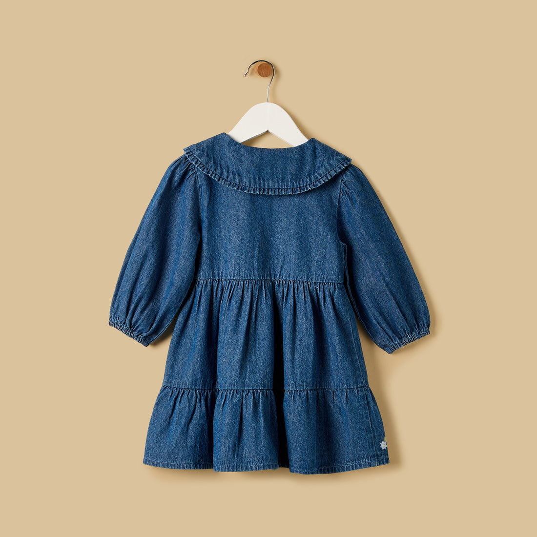 Embroidered Tiered Denim Dress