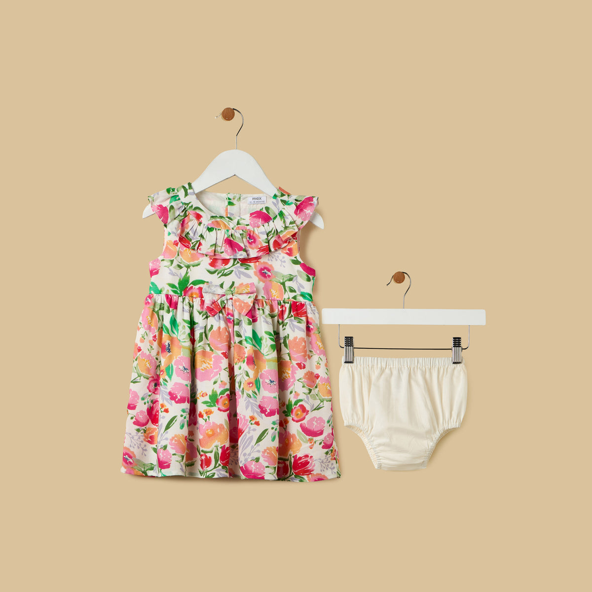 Floral Print Sleeveless Cotton Dress with Bloomers