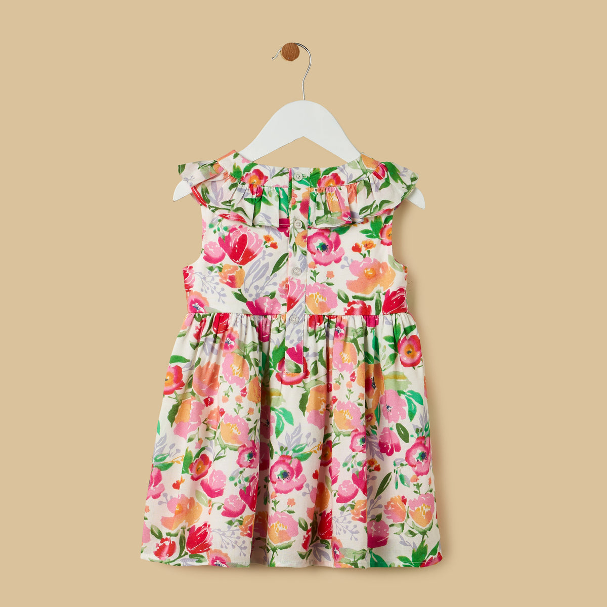 Floral Print Sleeveless Cotton Dress with Bloomers