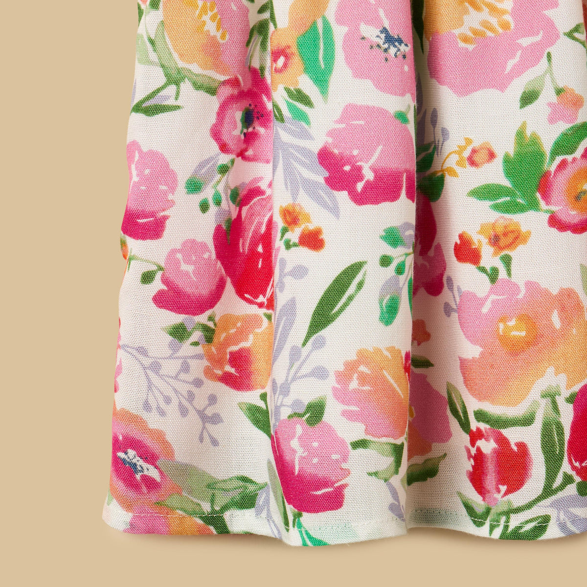 Floral Print Sleeveless Cotton Dress with Bloomers