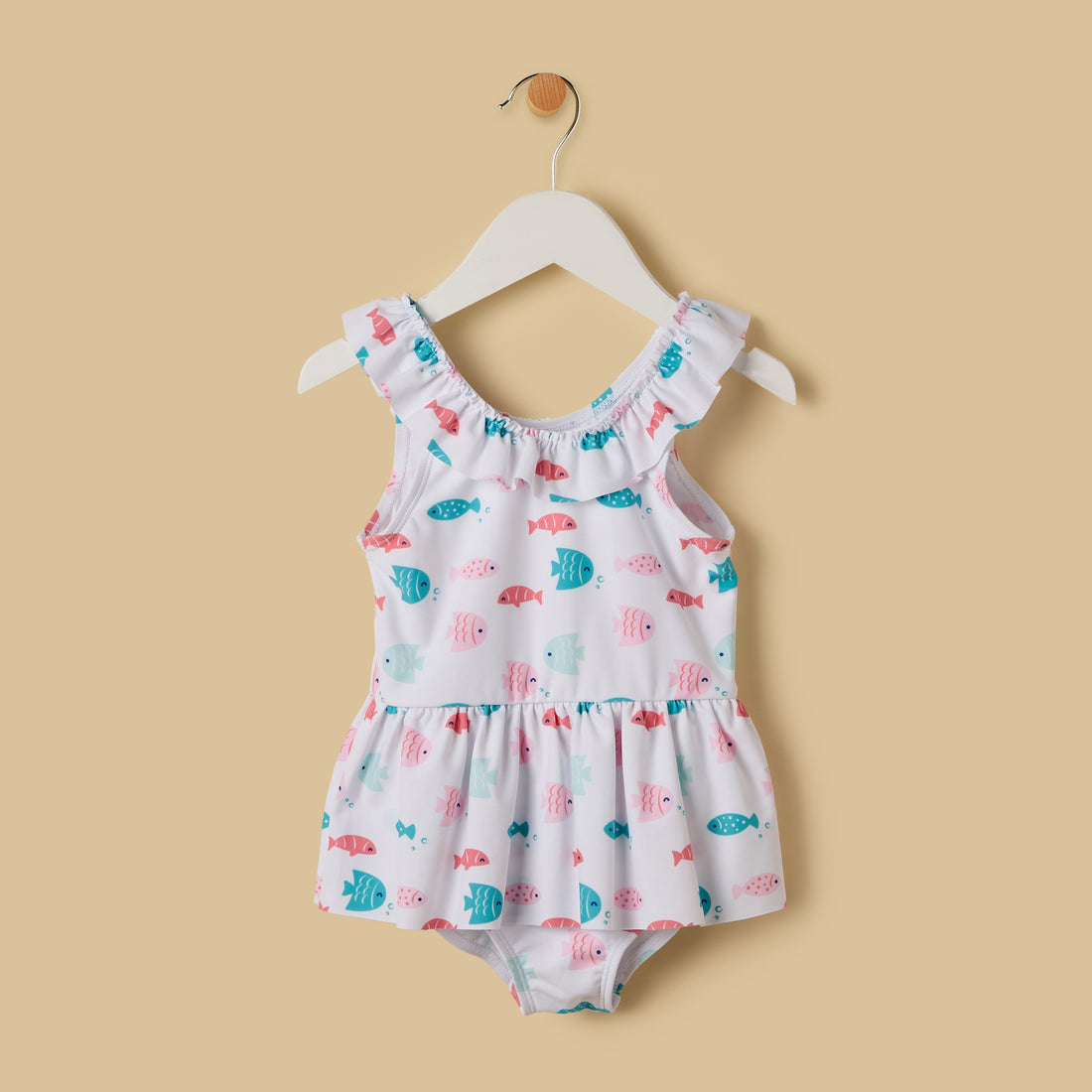 Fish Print Swimsuit - White / 12-18 mths