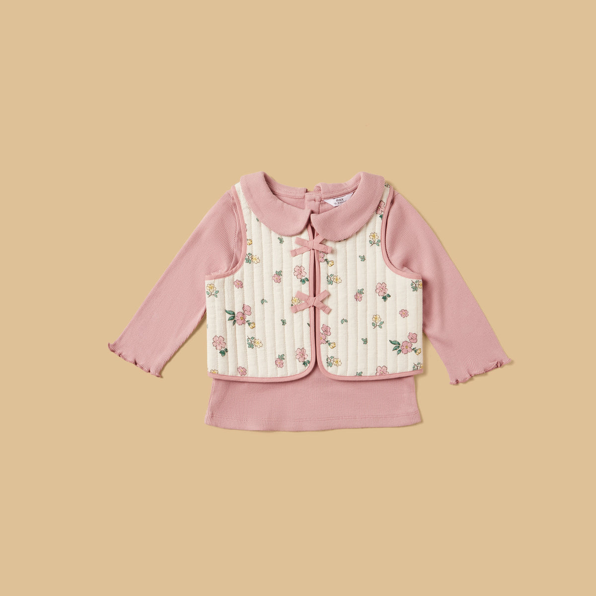Ribbed Cotton T-shirt with Pants and Printed Jacket