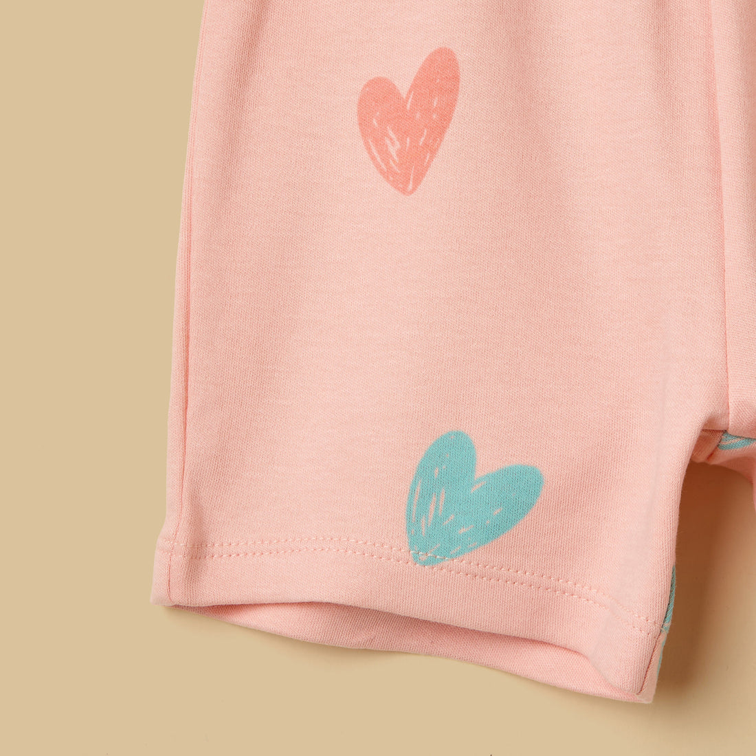 Heart Print Shorts Set
