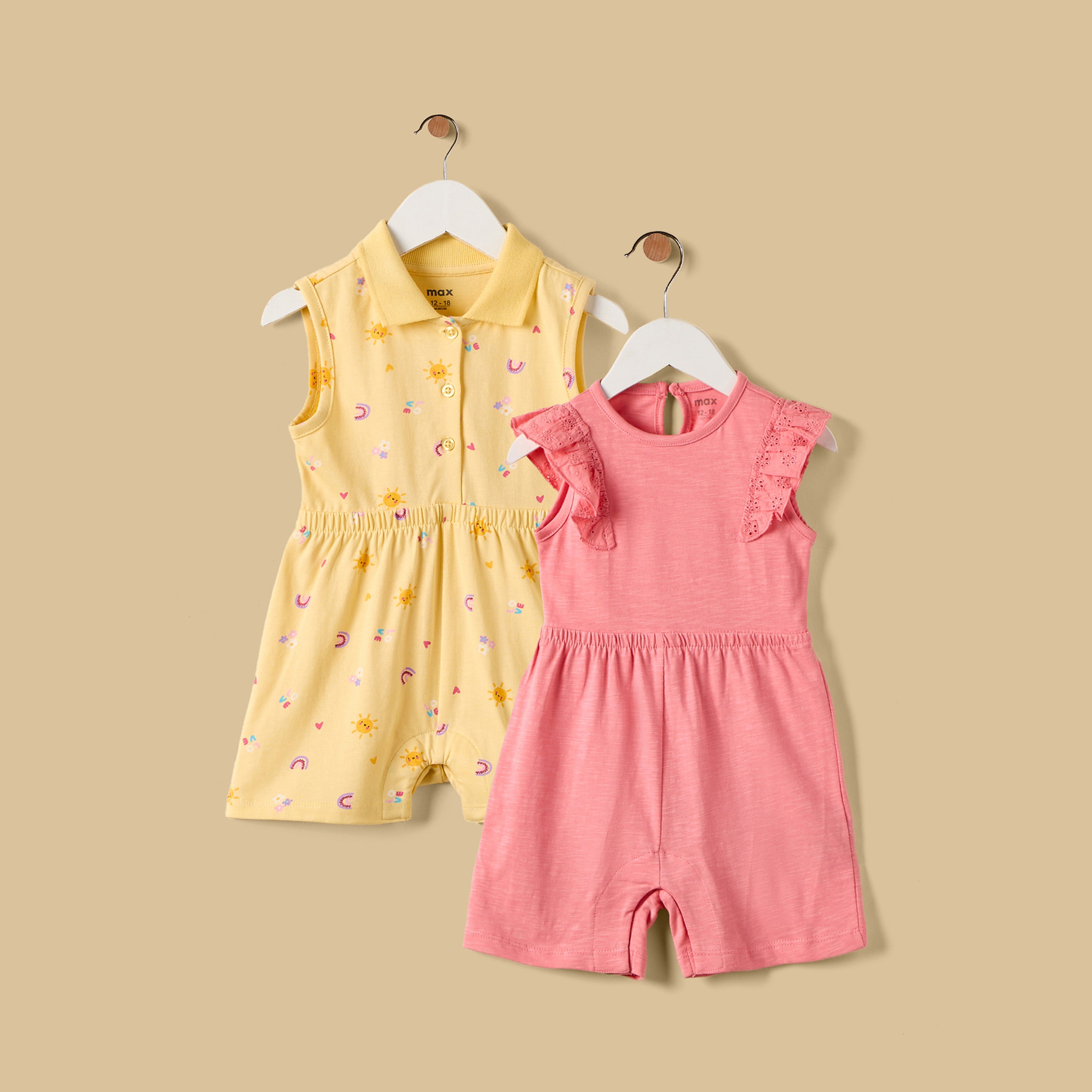 Pack of 2 - Assorted Cotton Playsuit