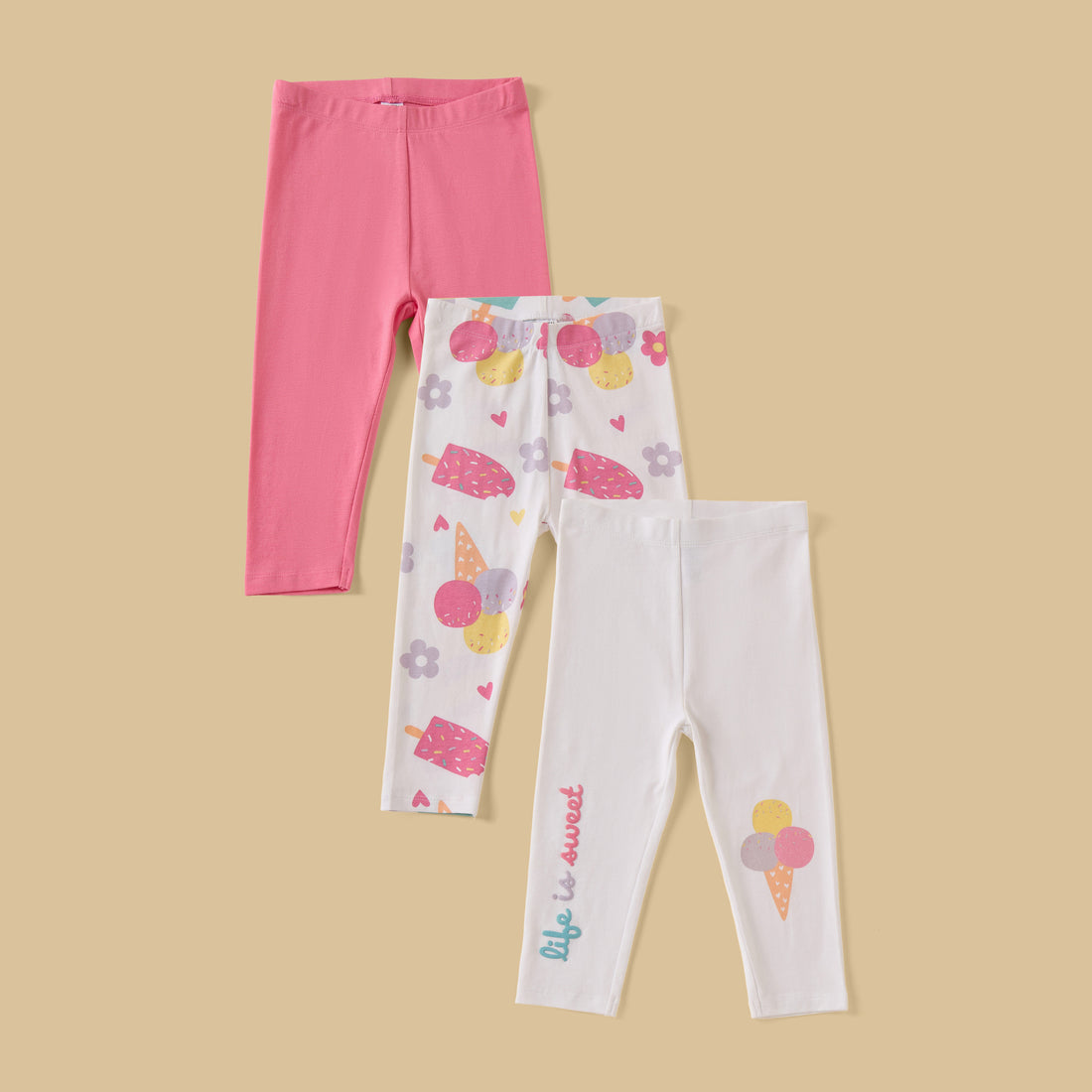 Pack of 3 - Ice Cream Print Leggings - Multicolour / 12-18 mths