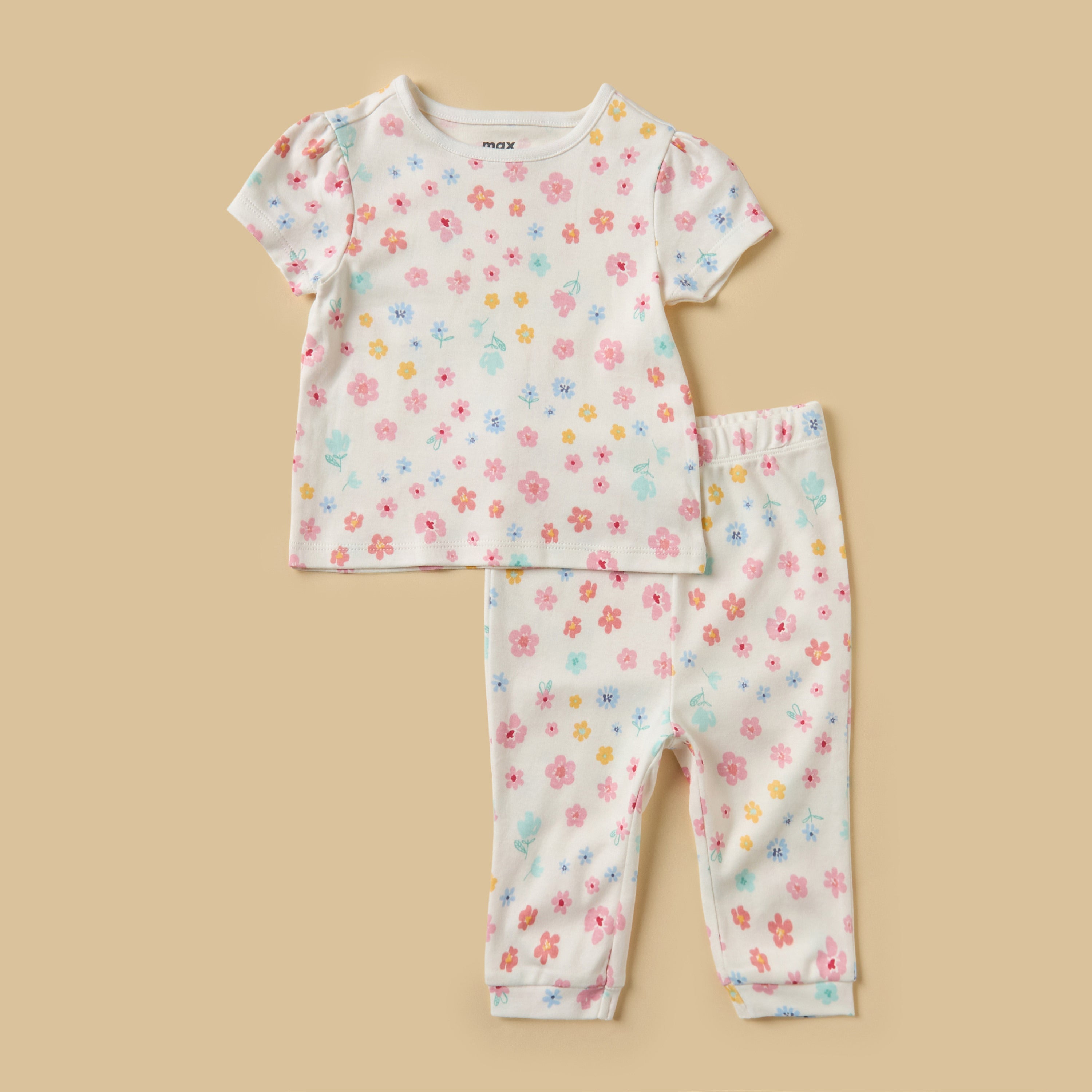 Pack of 2 - Floral Print Cotton Pyjama Set