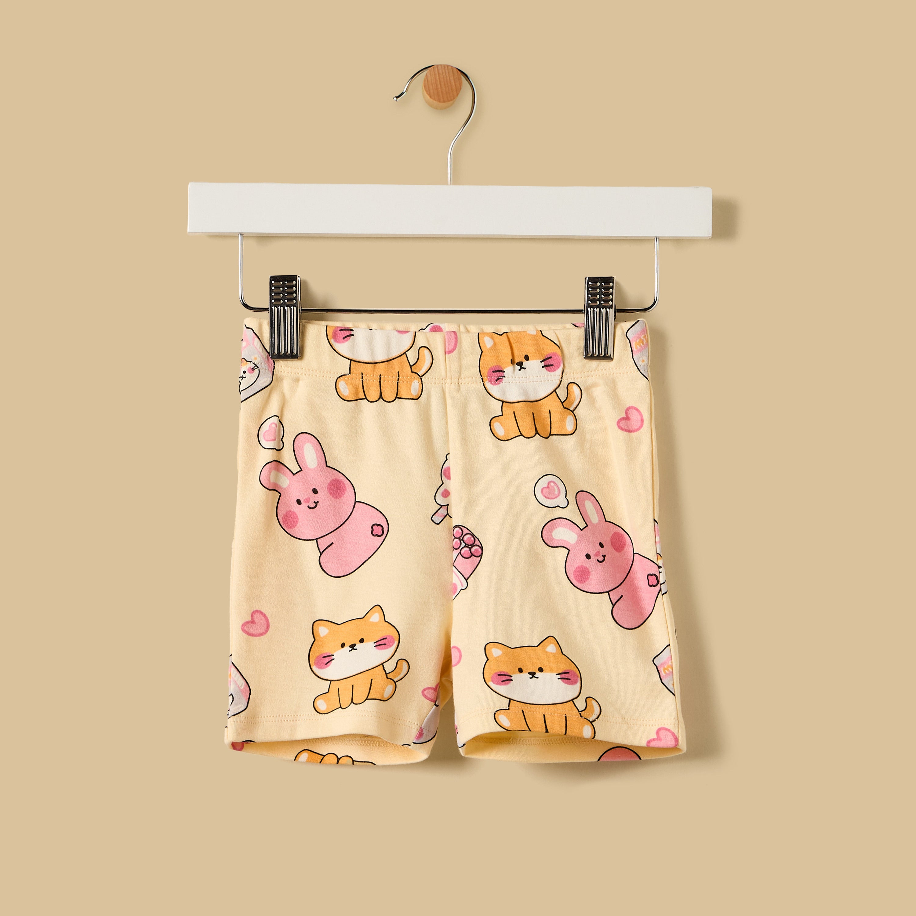 Cat Print Cotton Shorts Set