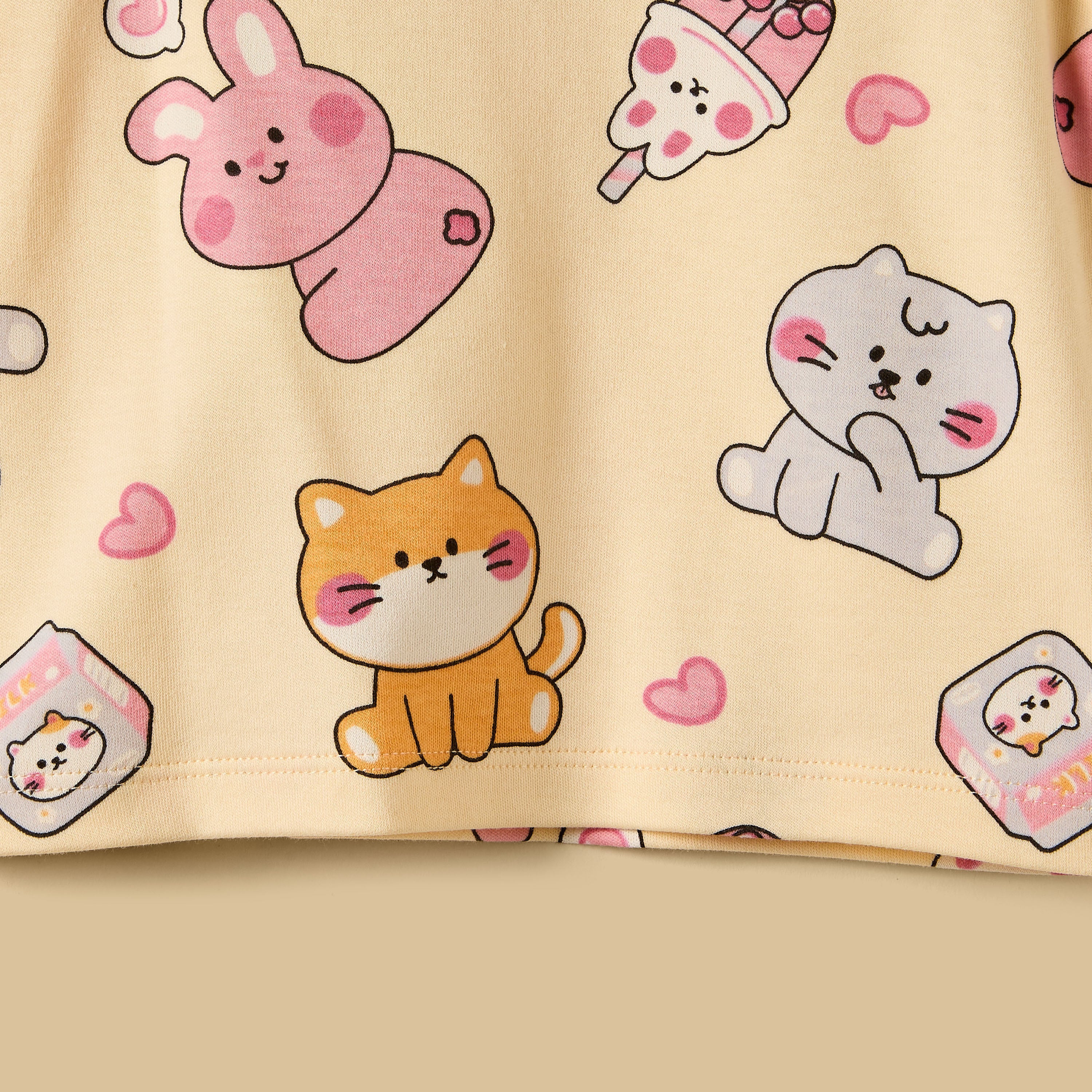 Cat Print Cotton Shorts Set