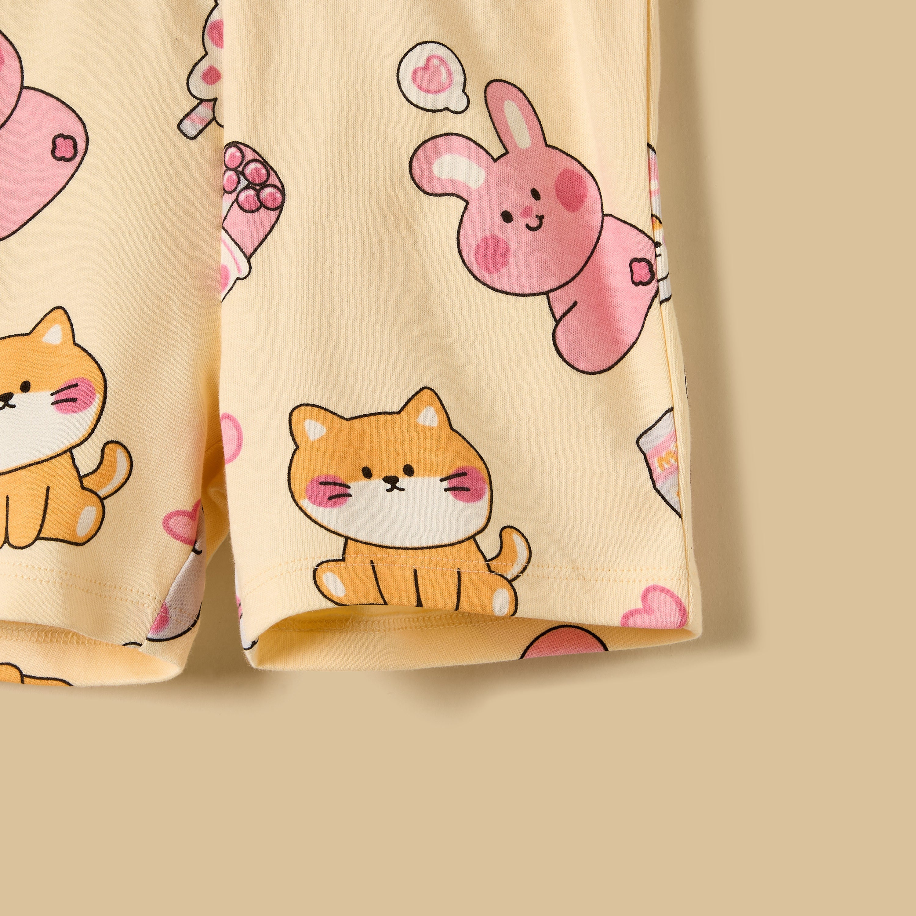 Cat Print Cotton Shorts Set