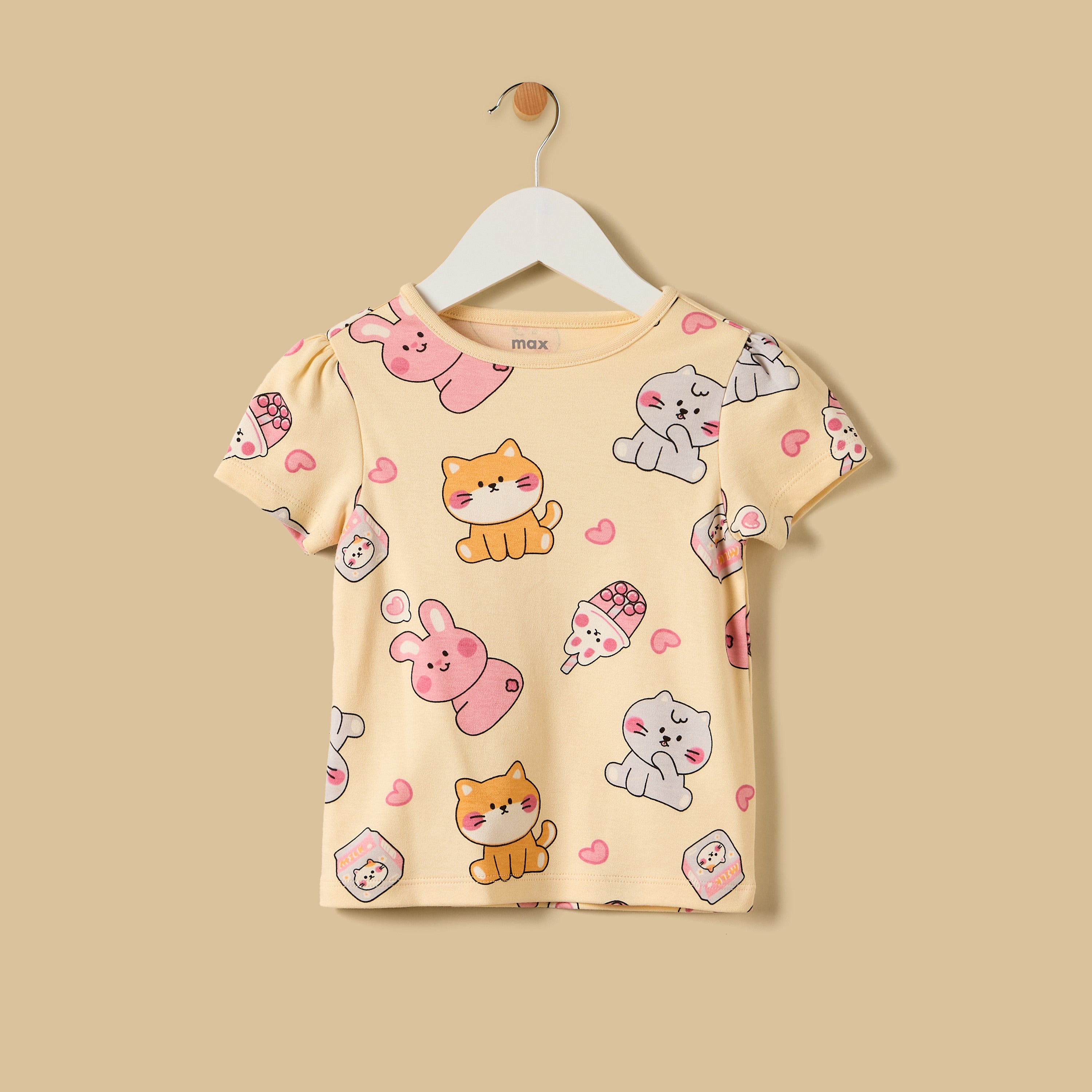 Cat Print Cotton Shorts Set
