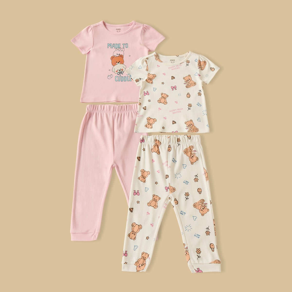 Pack of 2 - Teddy Bear Print Pyjama Set