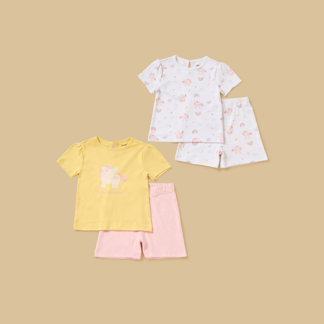 Pack of 2 - Unicorn Print Shorts Set