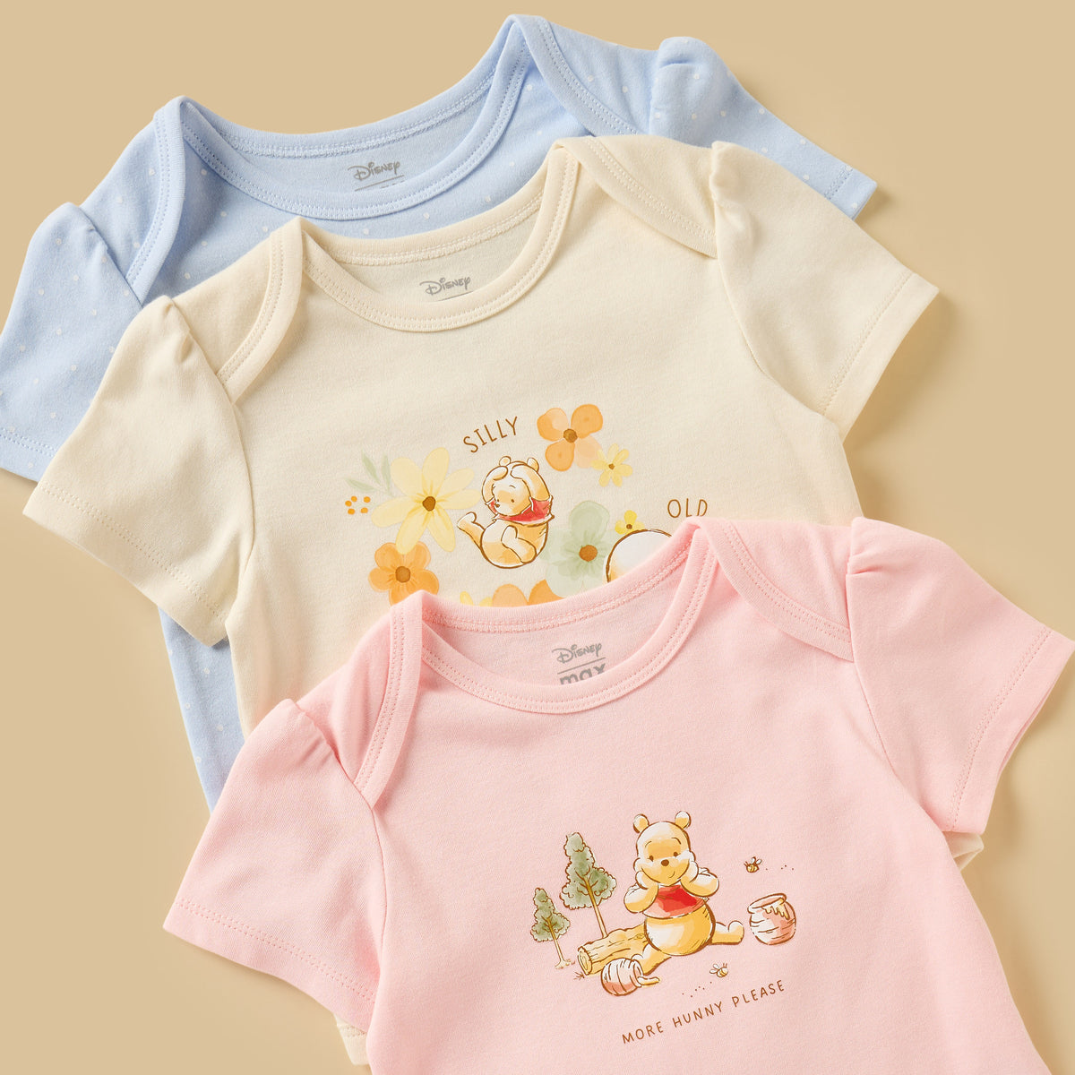 Pack of 3 - Winnie the Pooh Print Cotton Bodysuit