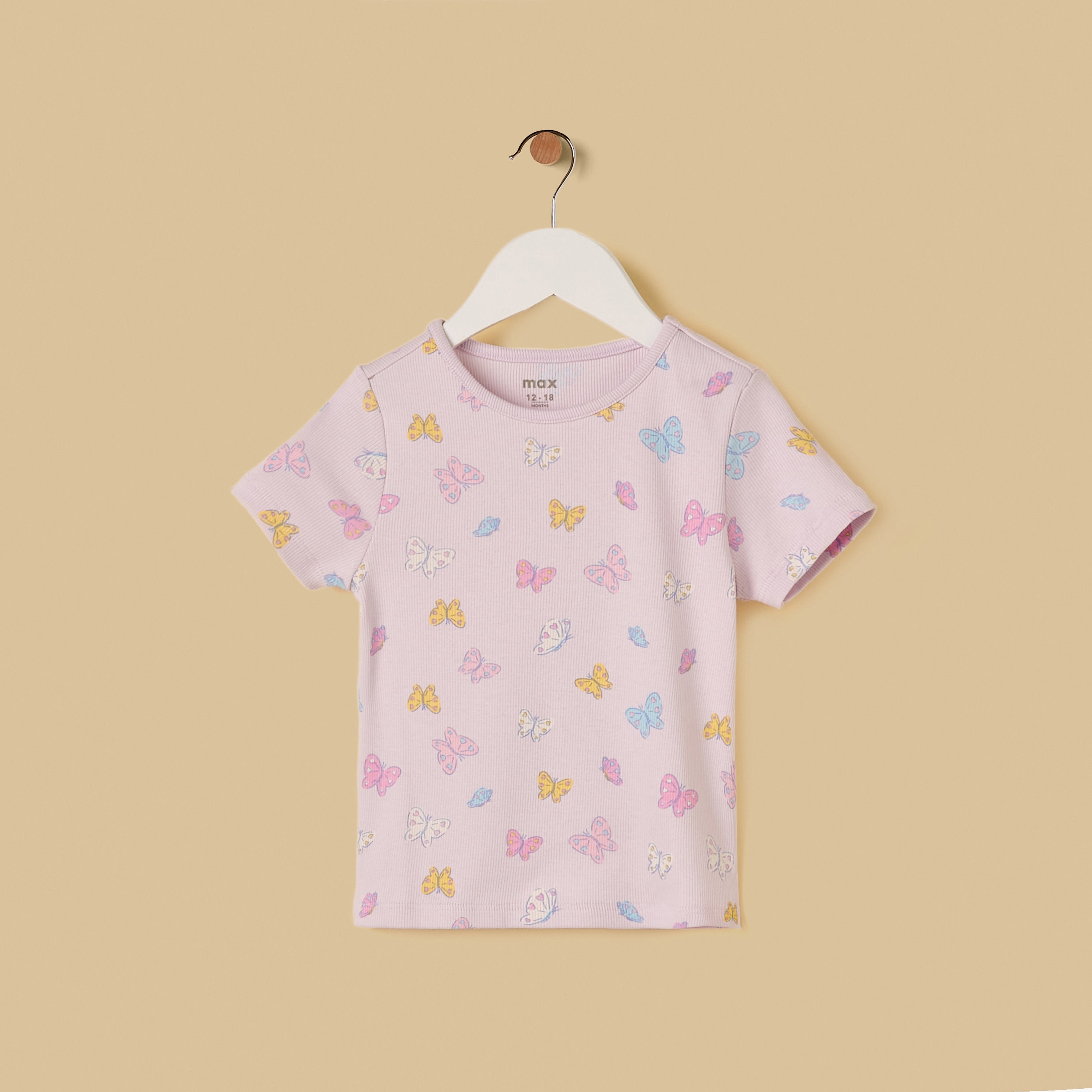 Butterfly Print T-shirt - Purple / 12-18 mths