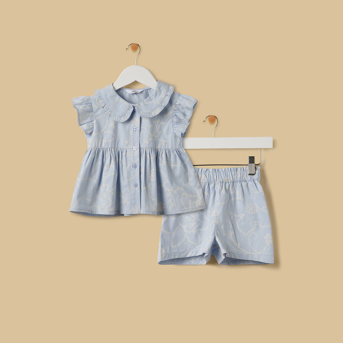 Printed Cotton Shirt and Shorts Set