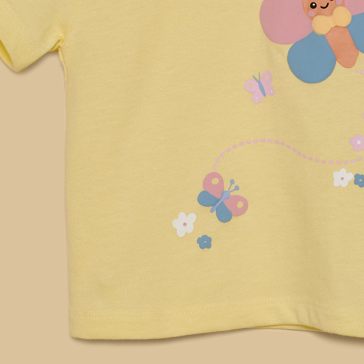 Butterfly Print T-shirt with Checked Shorts