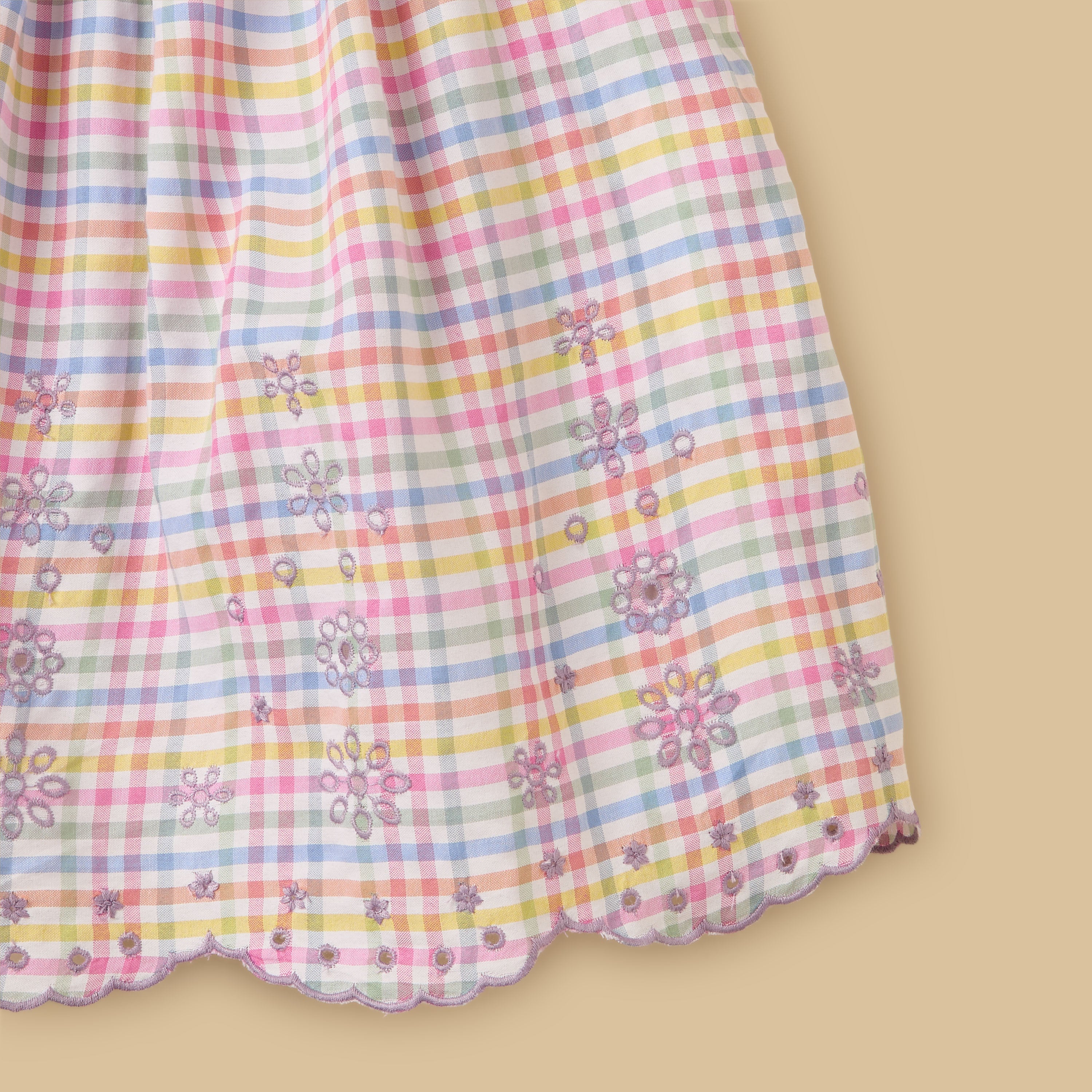 Checked Pinafore and Ribbed T-shirt Set