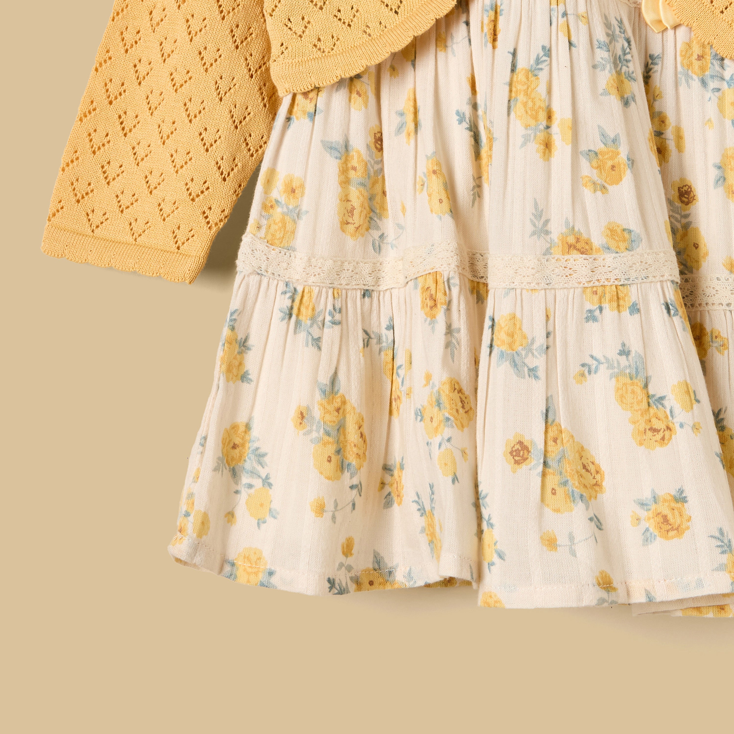 Floral Print Cotton Dress with Shrug