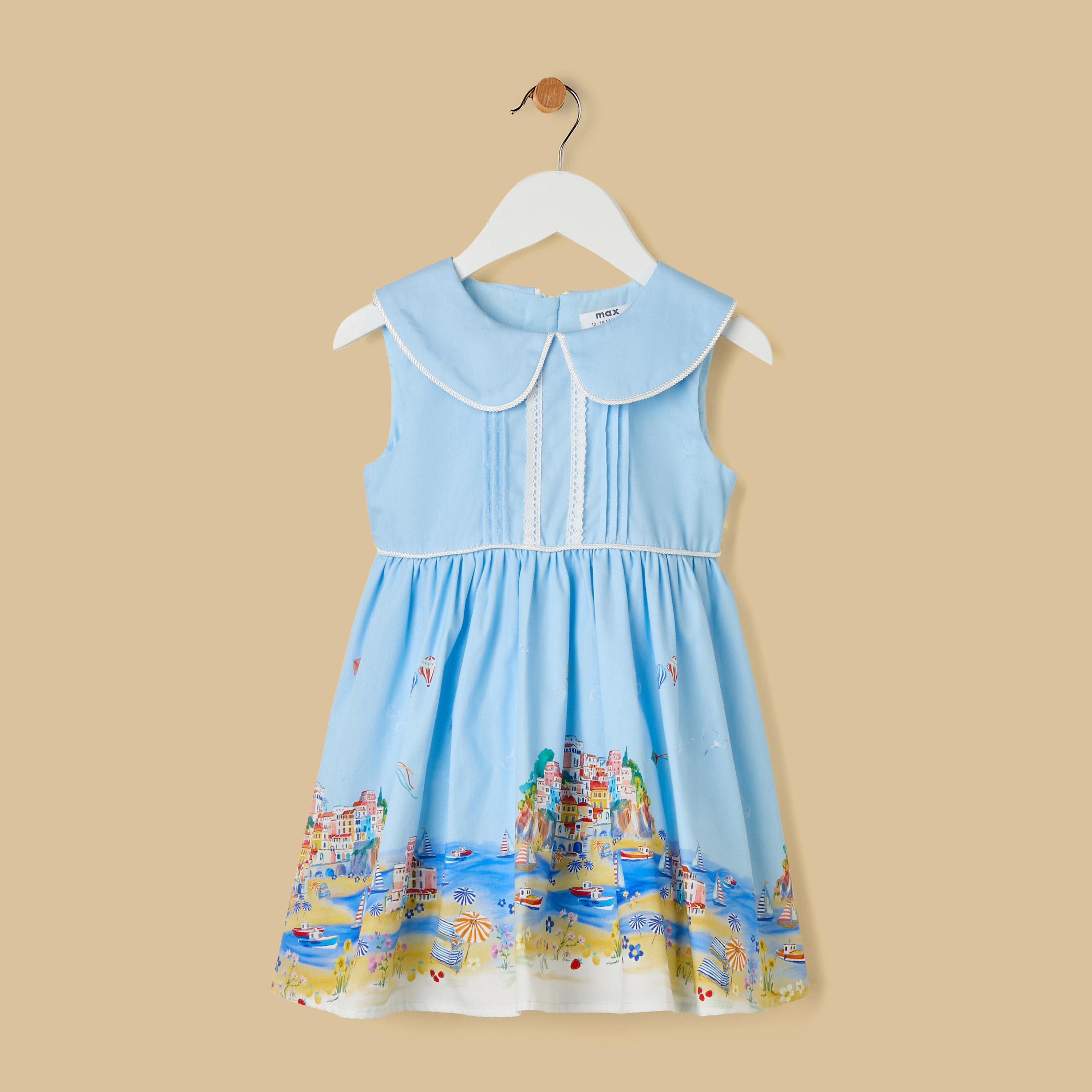 Graphic Print Sleeveless Dress with Bloomers
