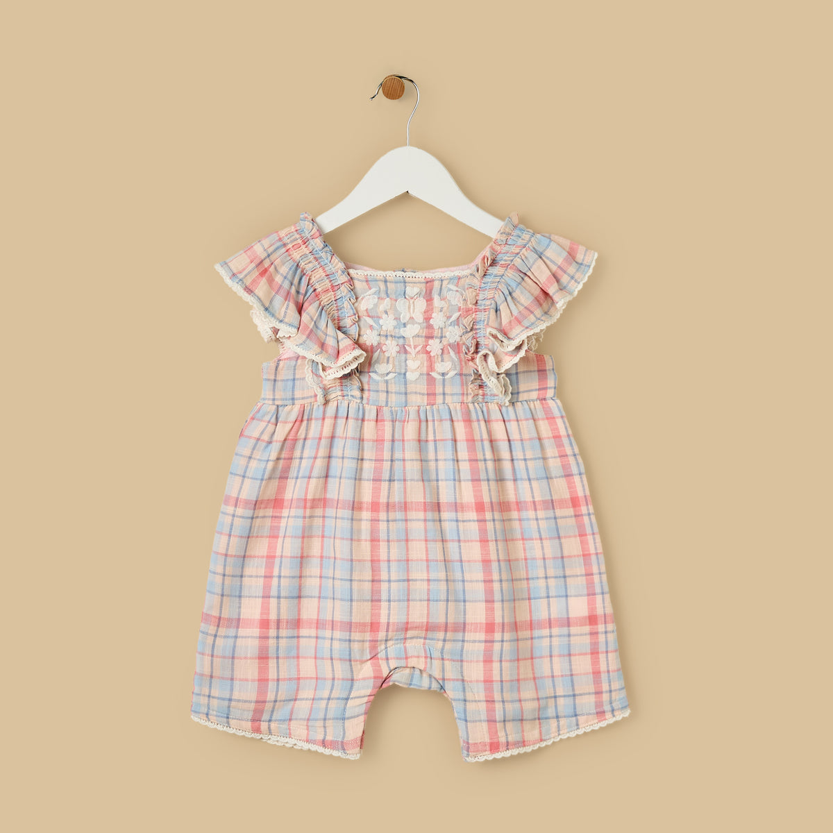 Checked Playsuit with Headband