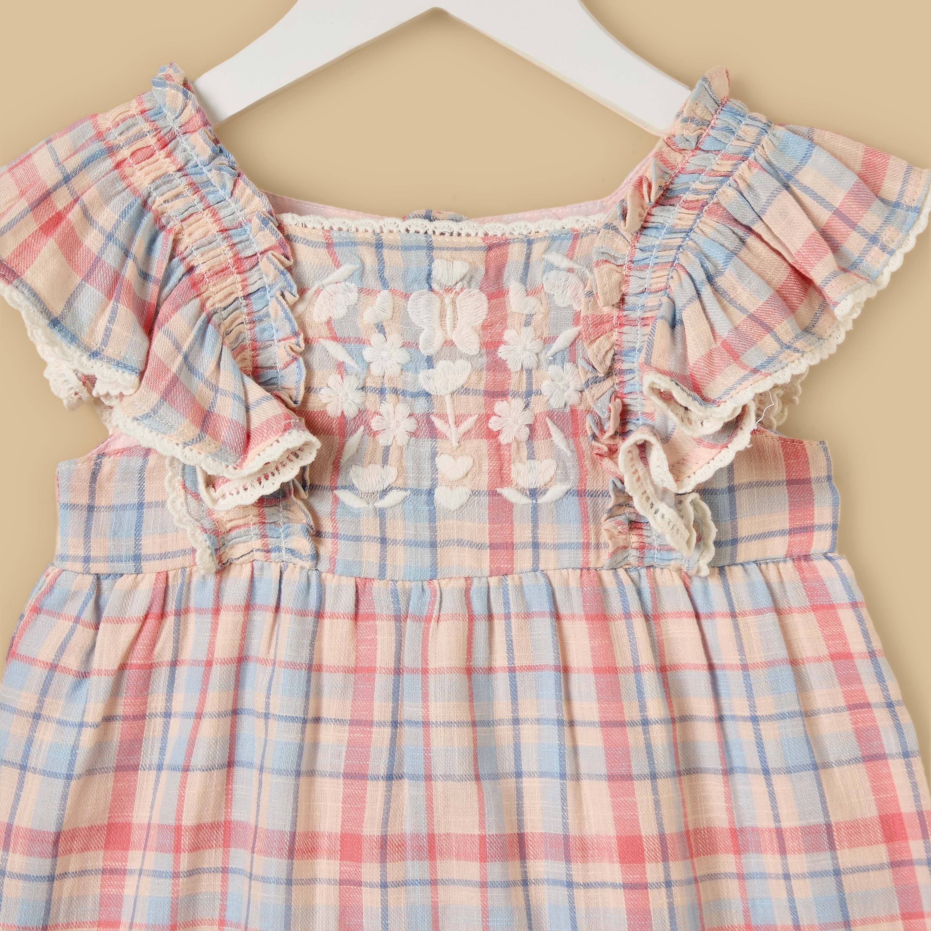 Checked Playsuit with Headband