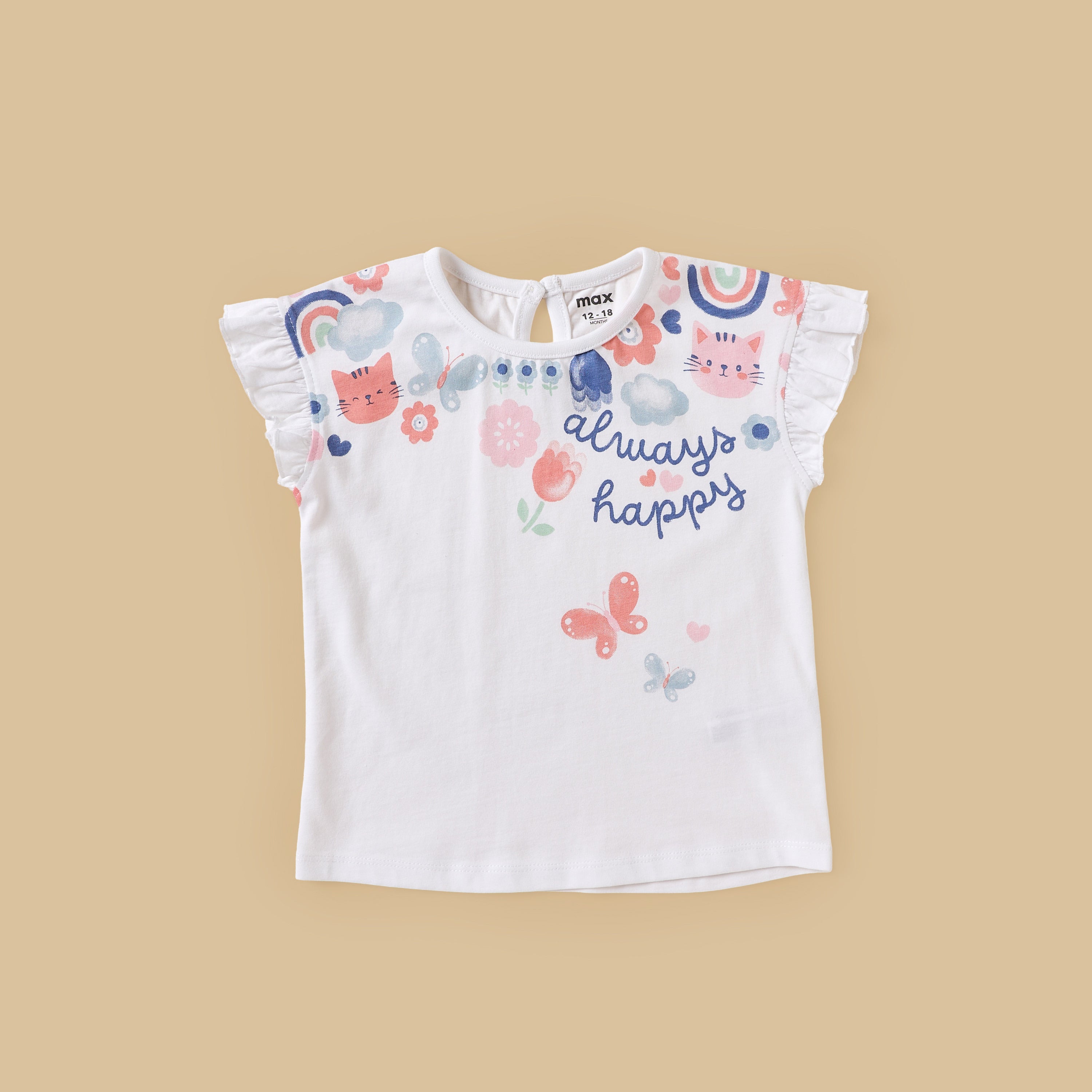Pack of 3 - Printed Ruffle Sleeves Top