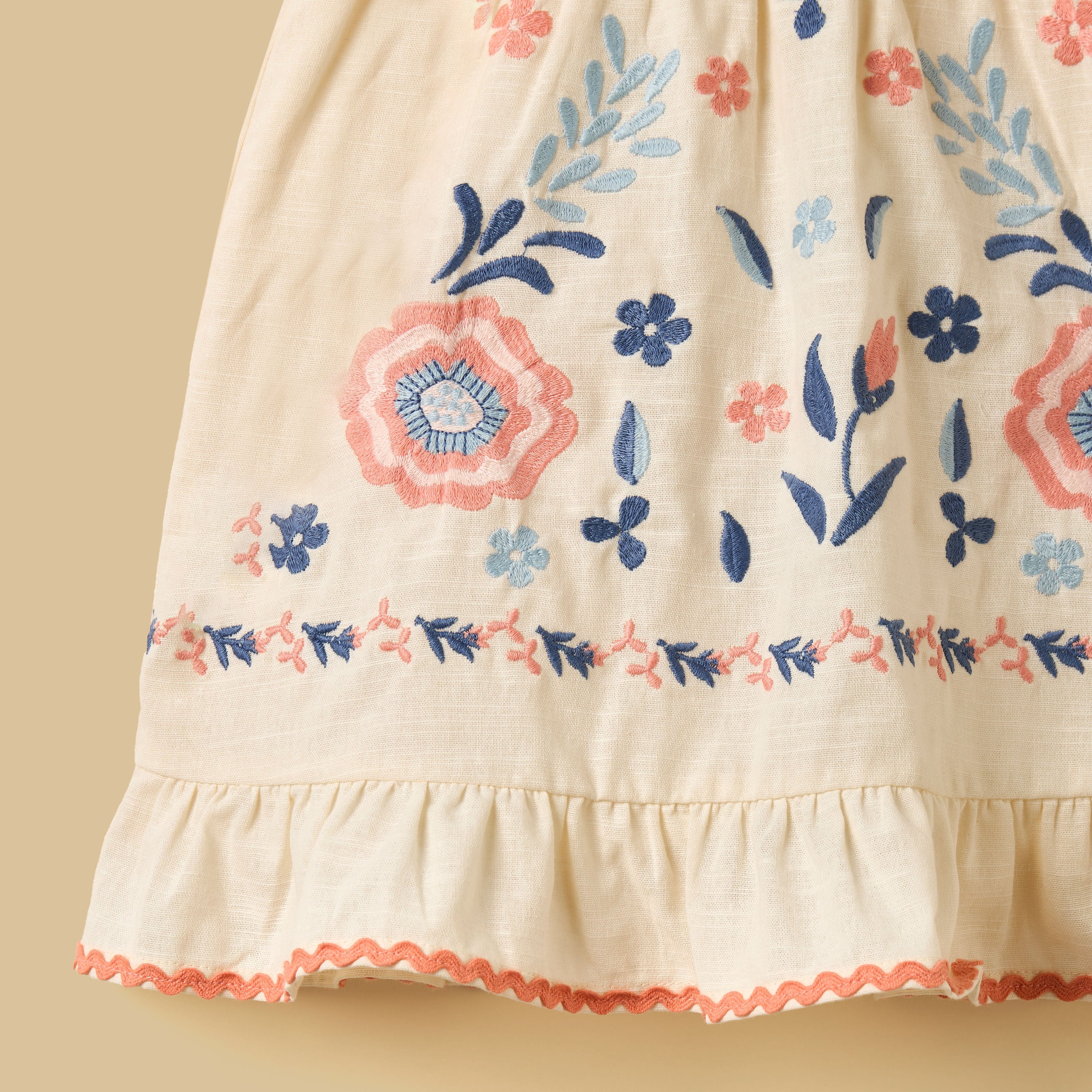 Floral Embroidered Dress with Bloomers