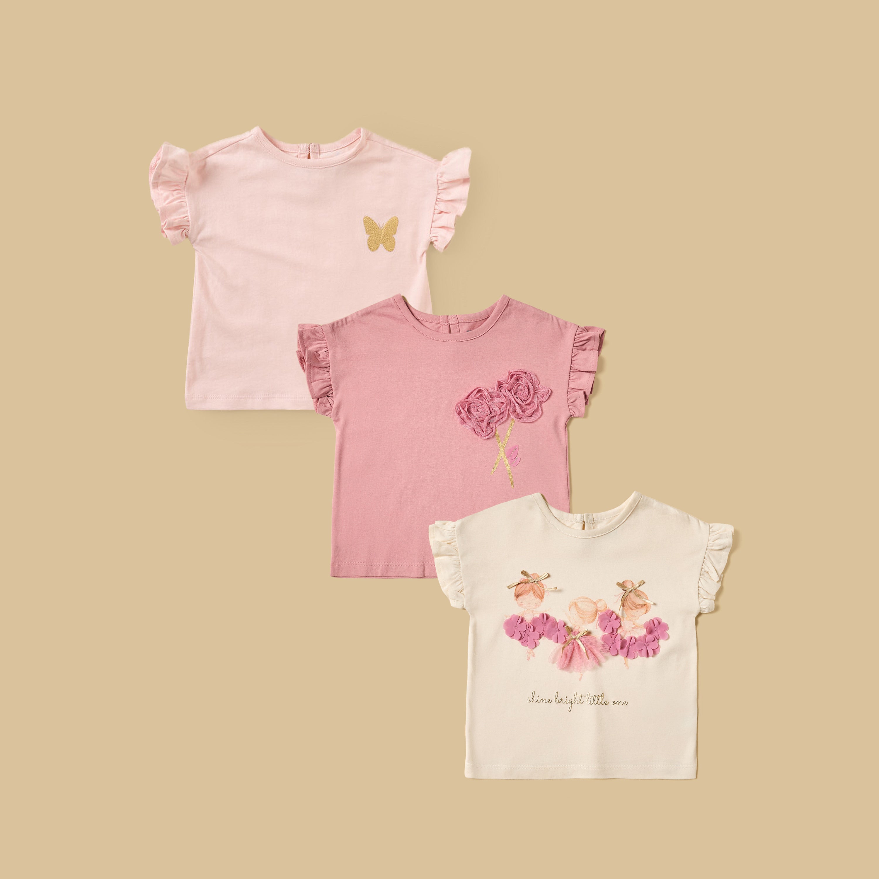 Pack of 3 - Embellished Cotton T-shirt