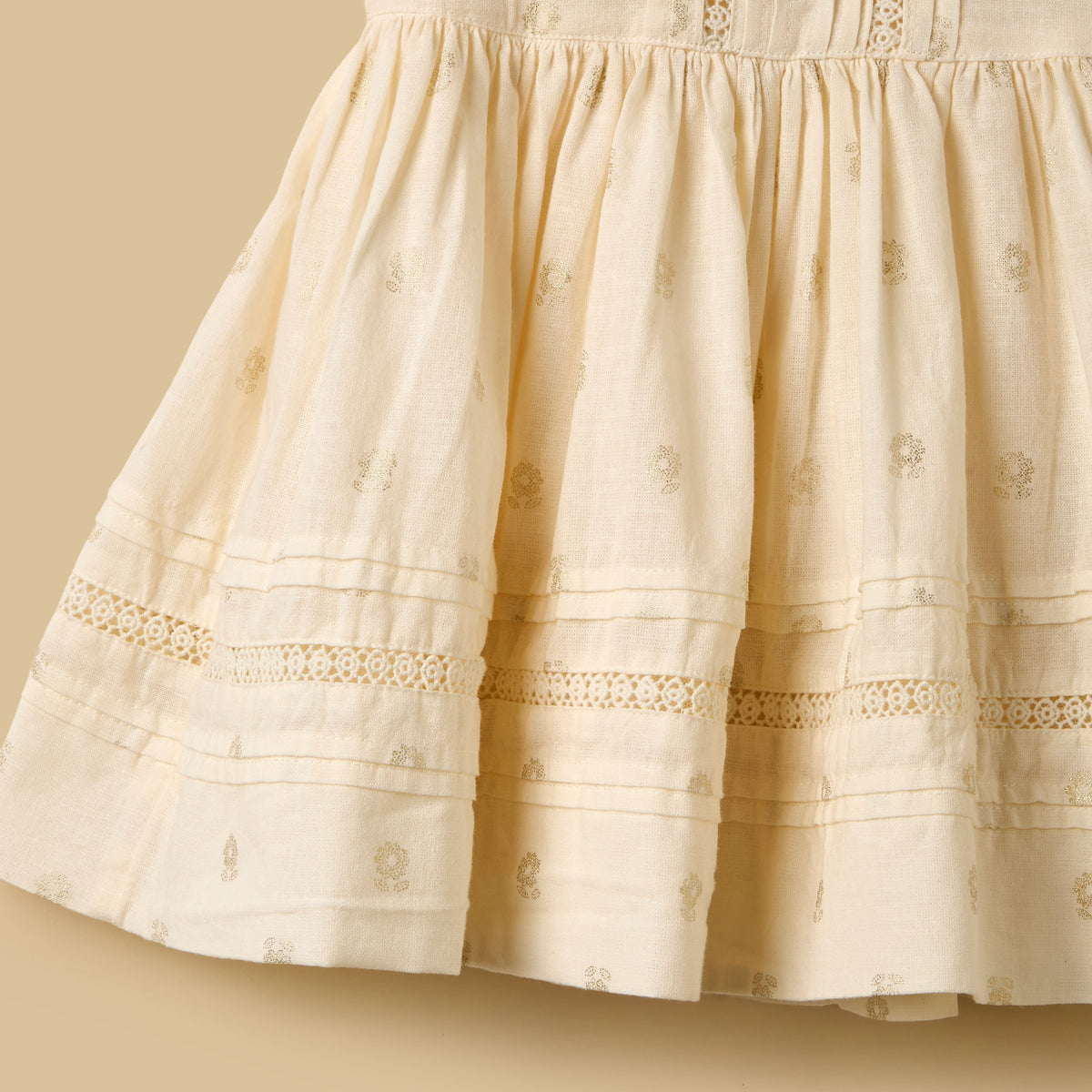 Foil Print Linen Blend Dress with Bloomers