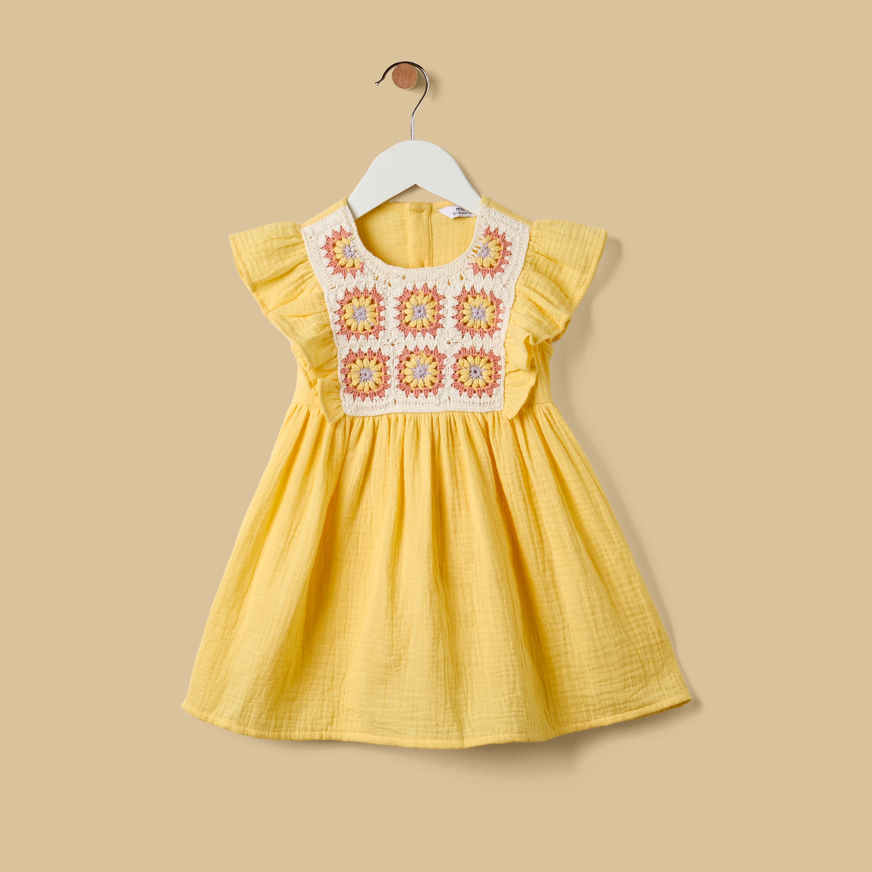 Crochet Detail Double Gauze Dress with Bloomers