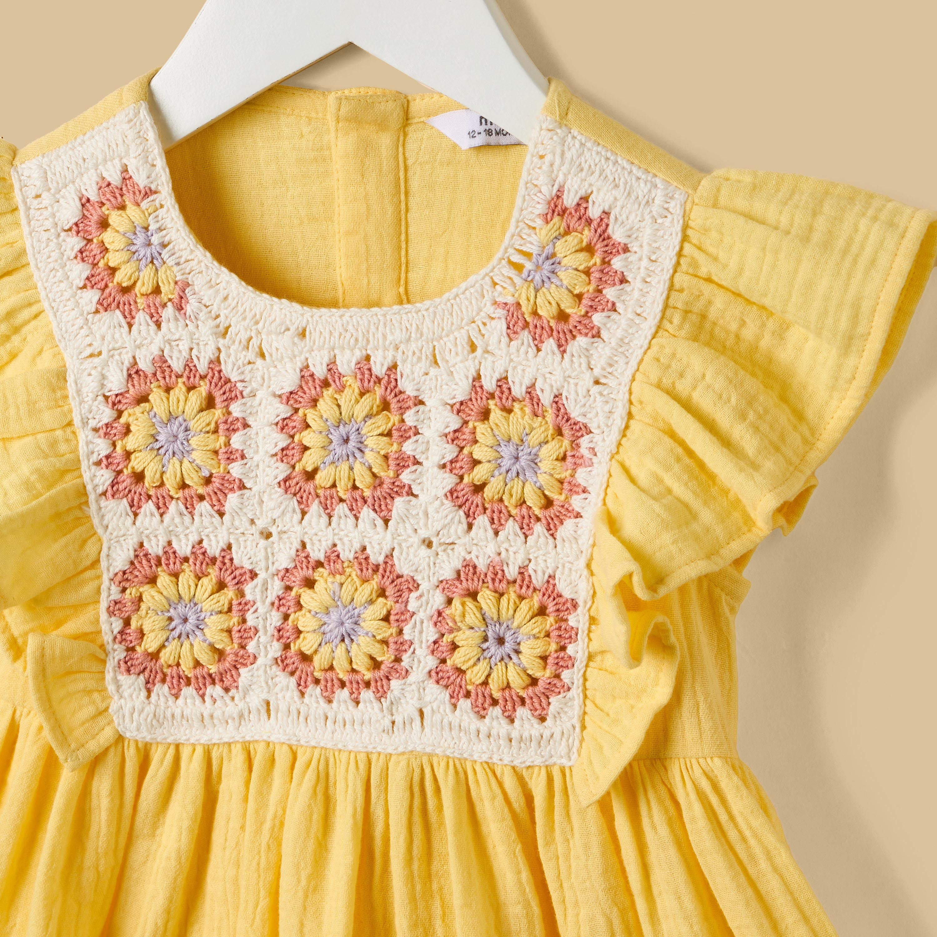 Crochet Detail Double Gauze Dress with Bloomers