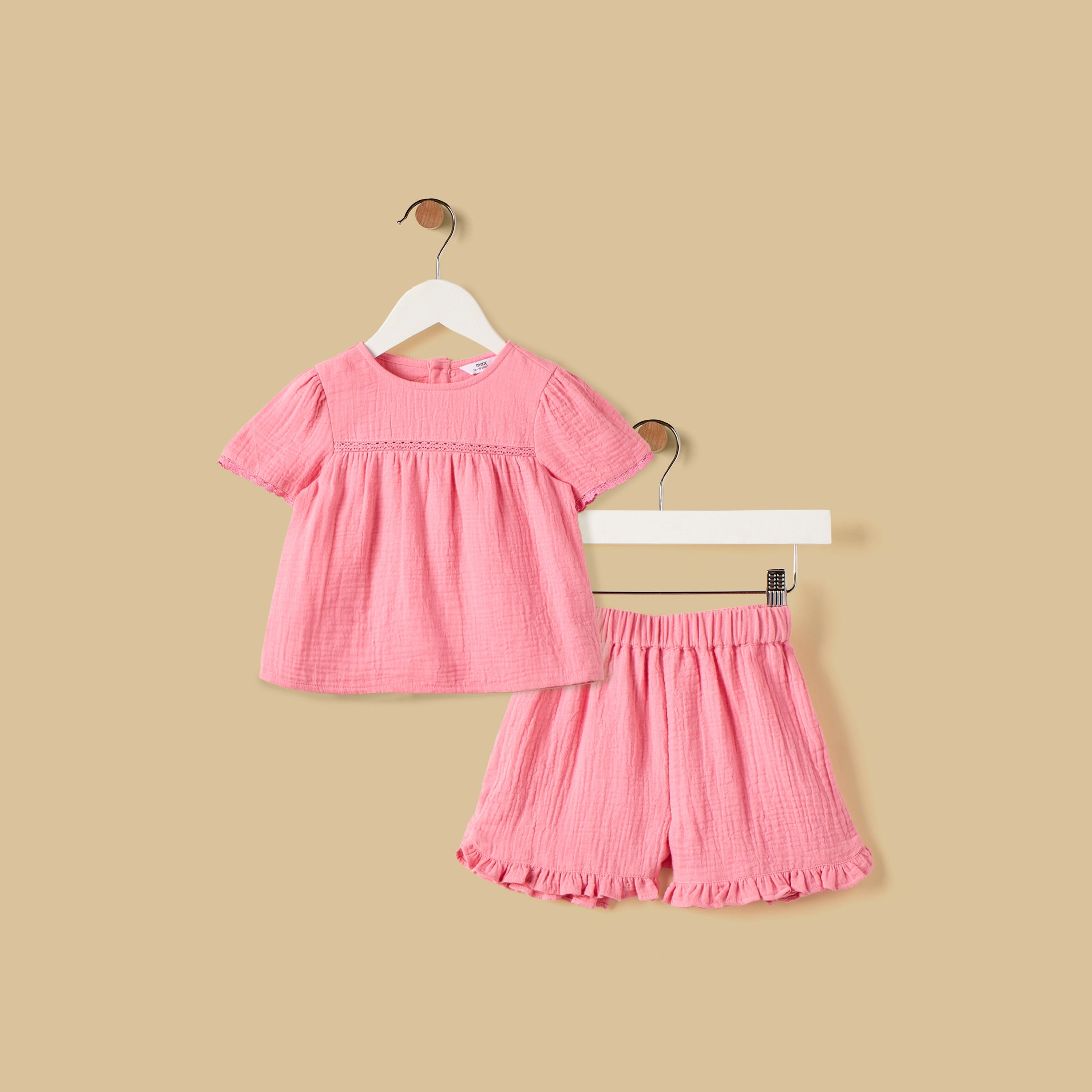 Textured Gauze Top and Shorts Set