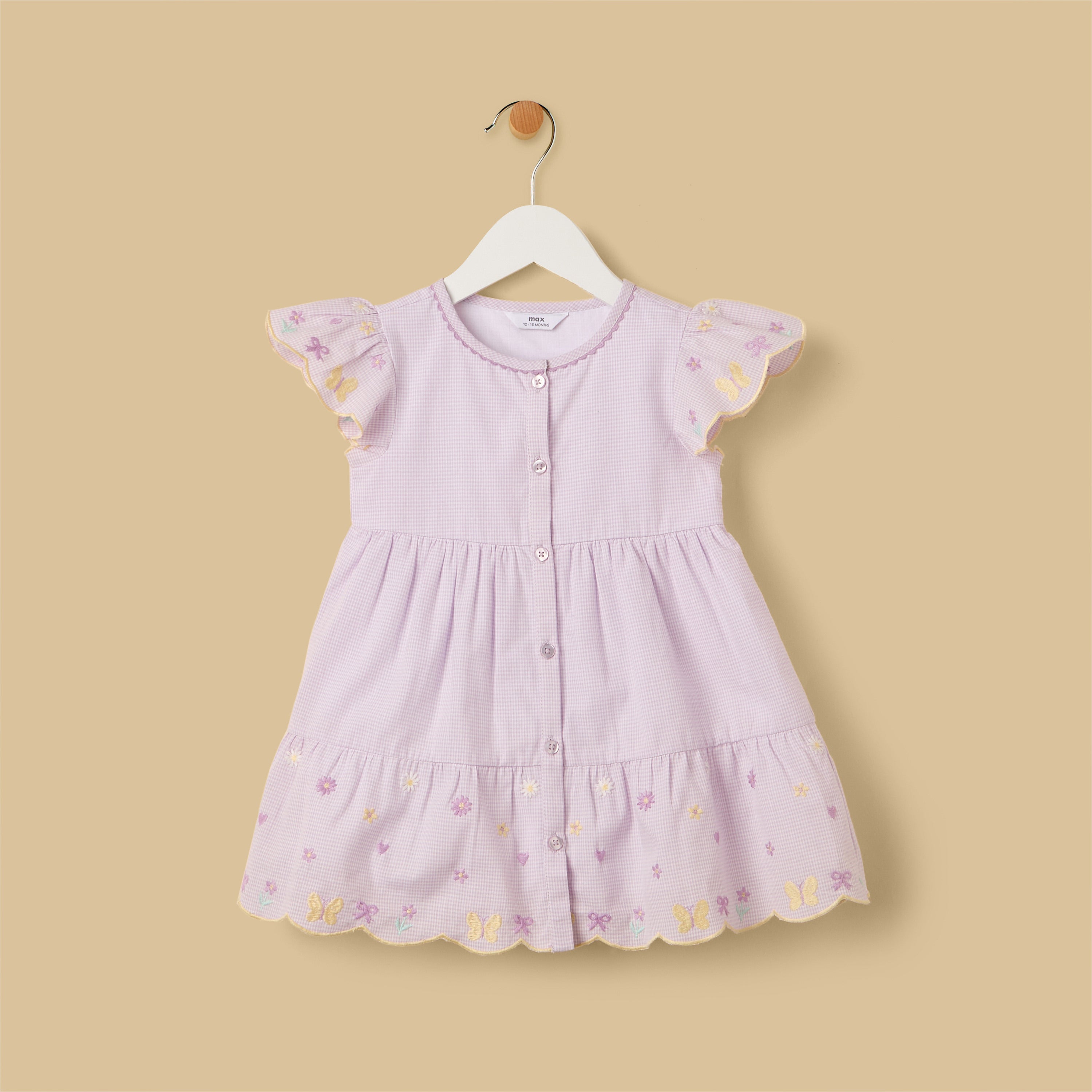 Gingham Check Cotton Dress with Bloomers and Headband