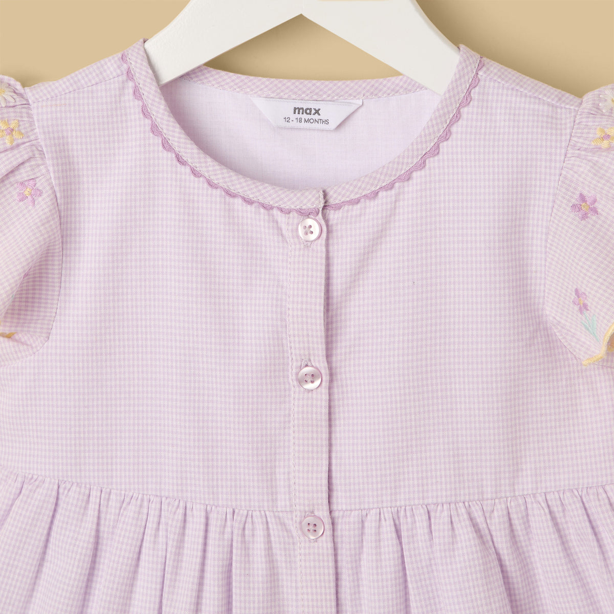 Gingham Check Cotton Dress with Bloomers and Headband