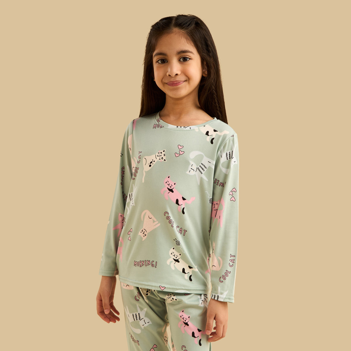 Cat Print Cotton Pyjama Set