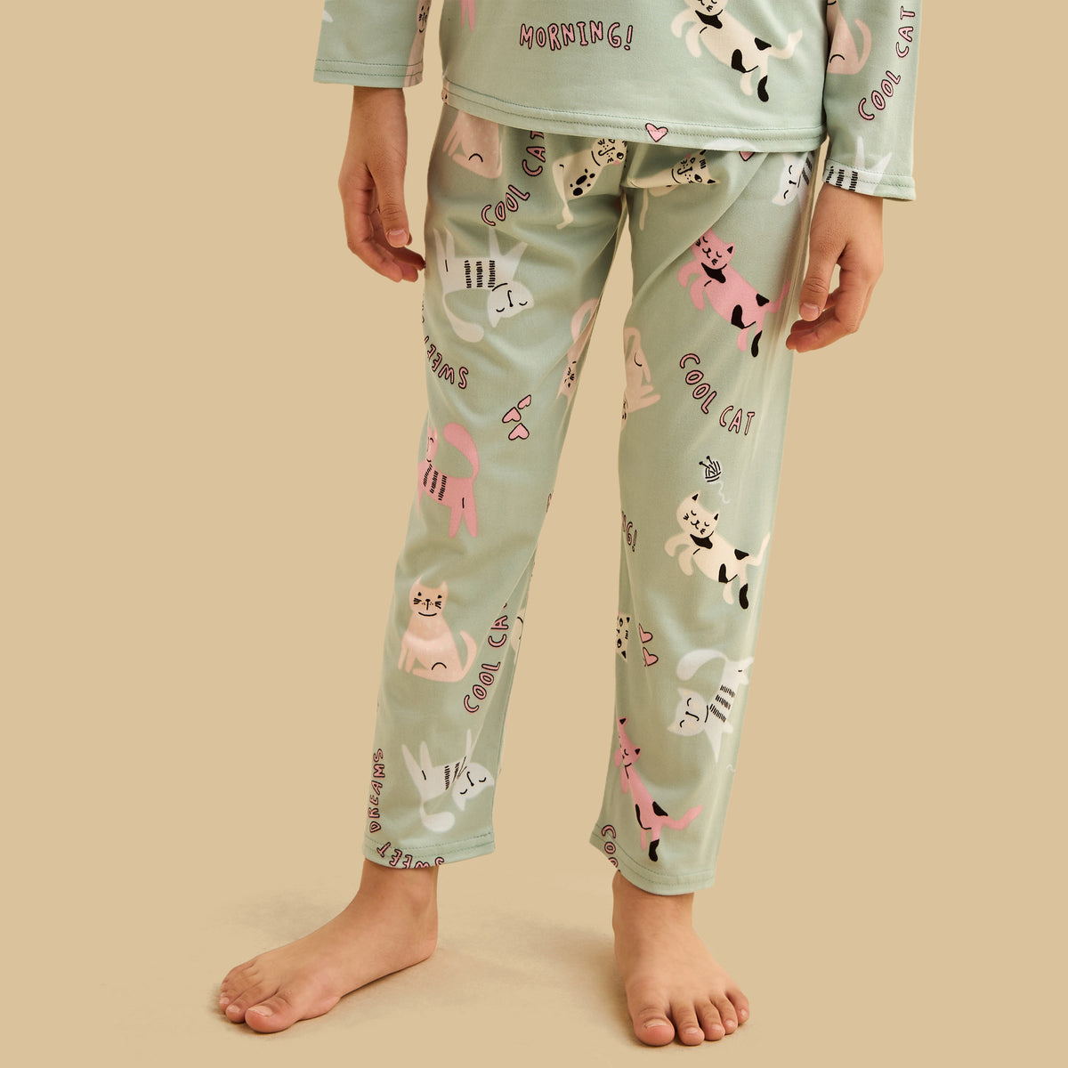 Cat Print Cotton Pyjama Set
