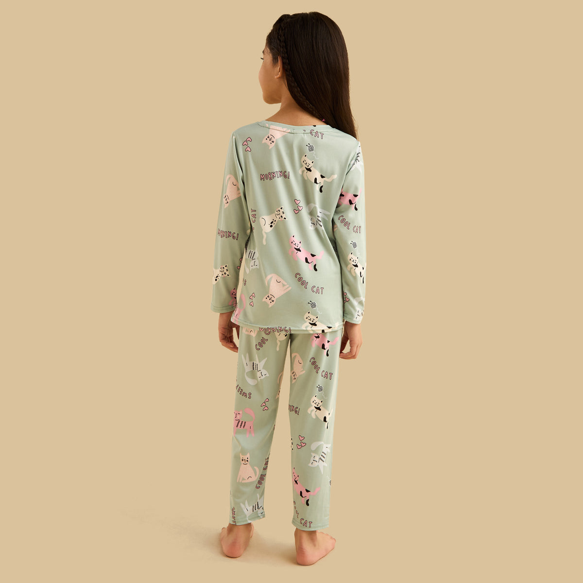 Cat Print Cotton Pyjama Set