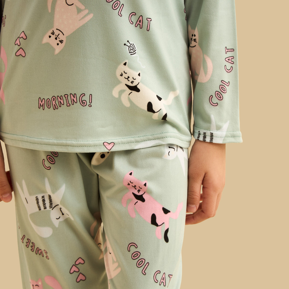 Cat Print Cotton Pyjama Set