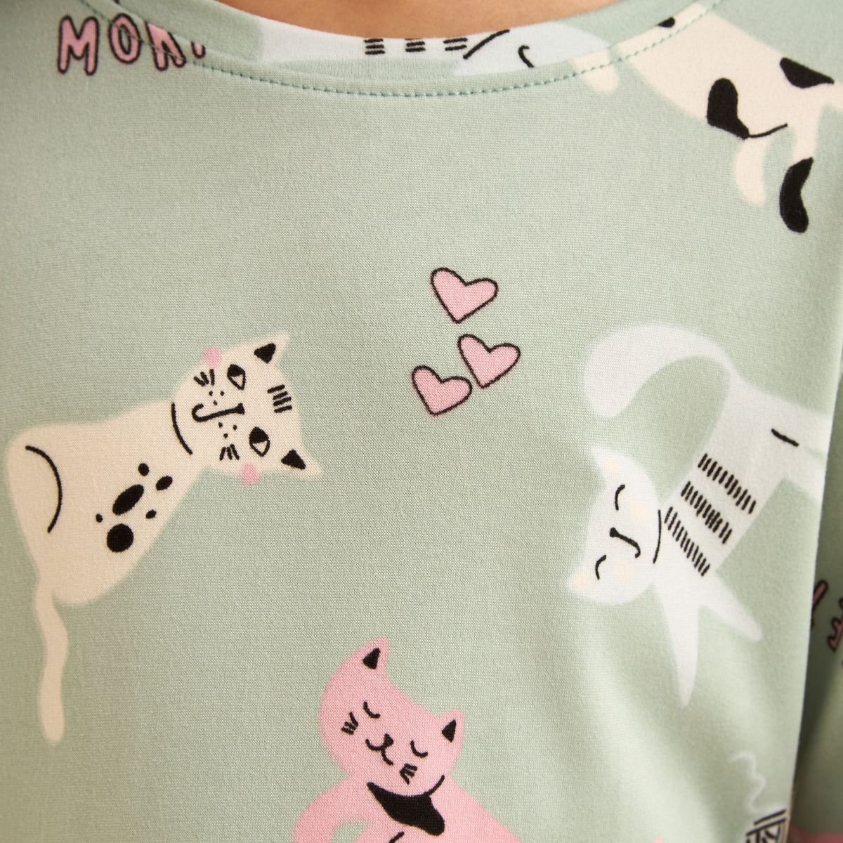 Cat Print Cotton Pyjama Set