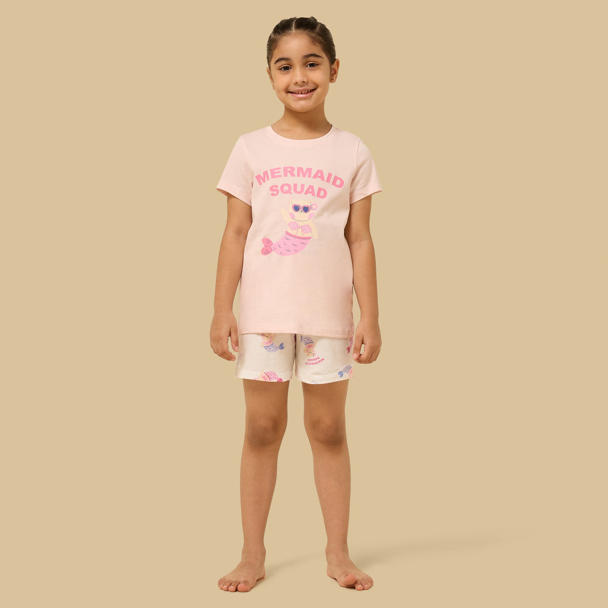 Pack of 2 - Mermaid Print Cotton Shorts Set