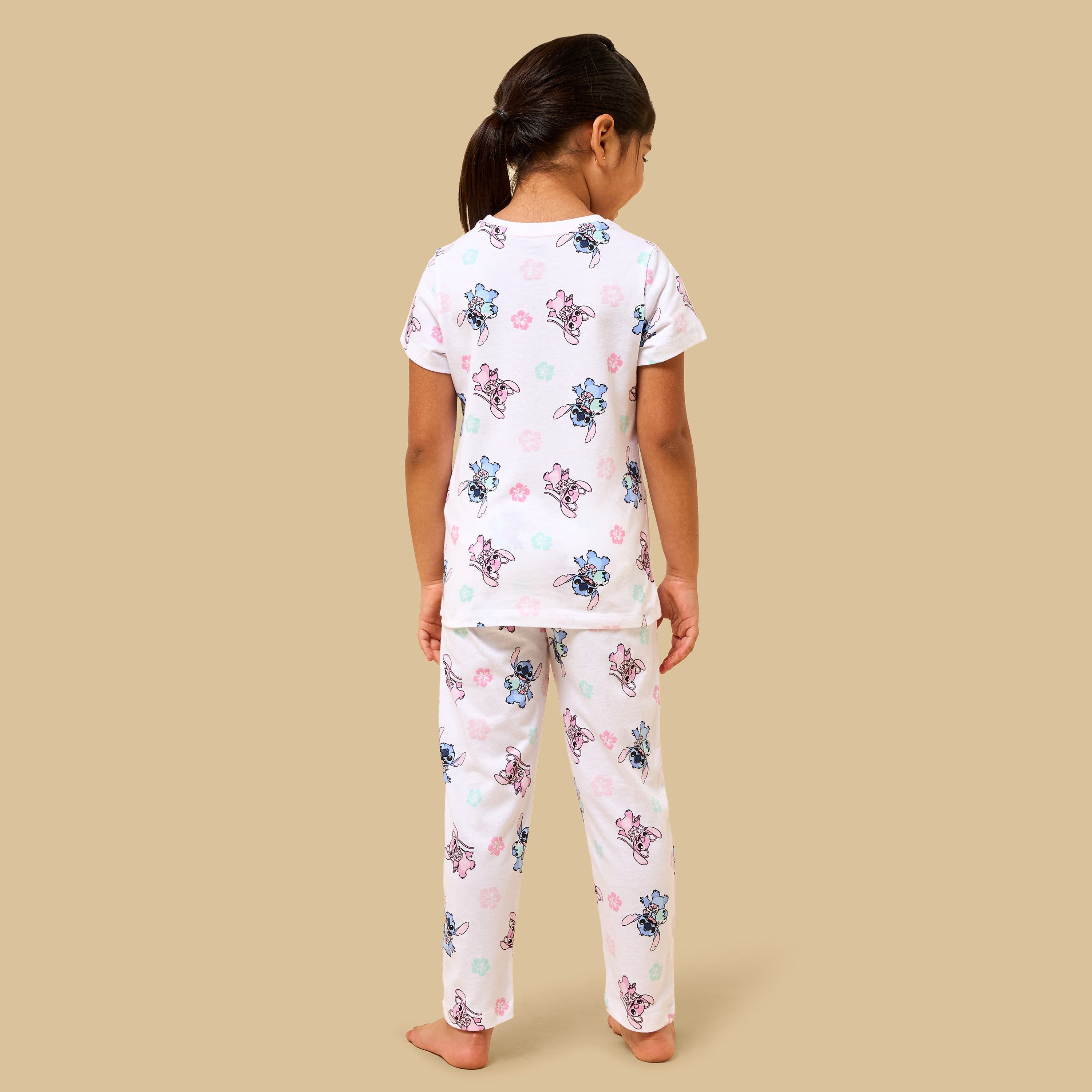 Pack of 2 - Stitch and Angel Print Cotton Pyjama Set