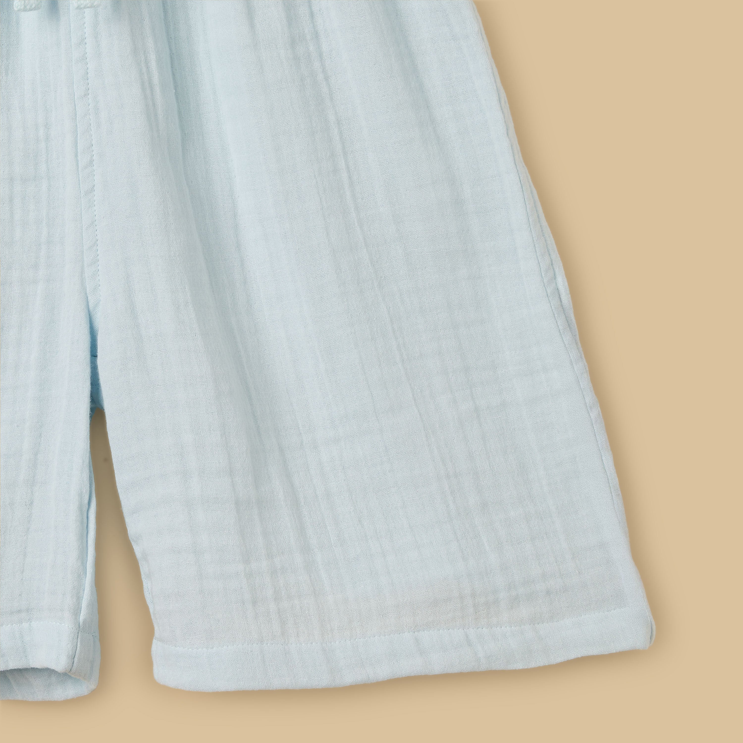 Textured Double Gauze Cotton Shorts Set